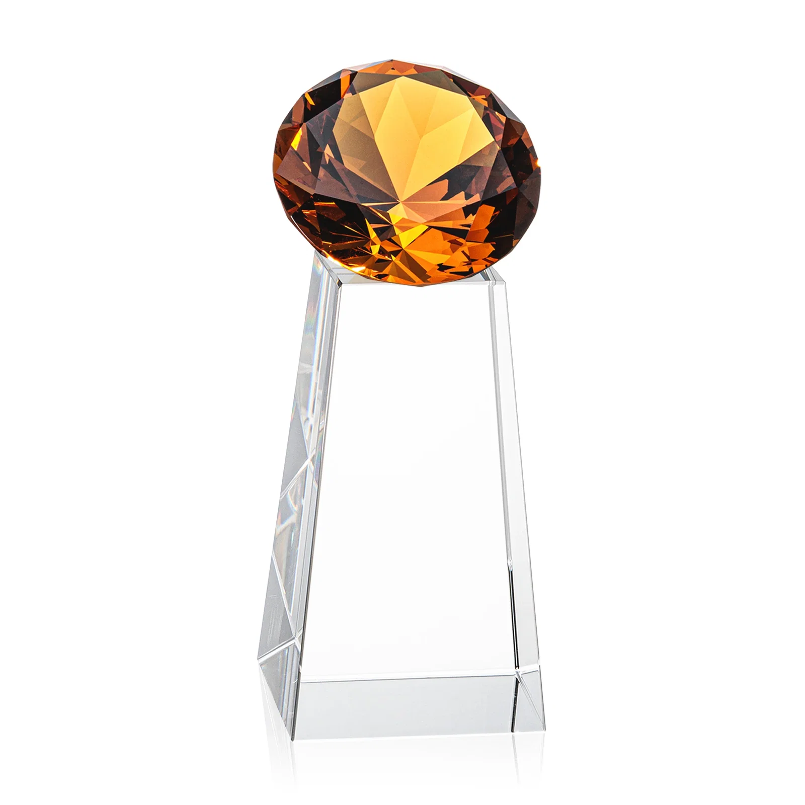 Personalized Optical Crystal Gemstone Award with Ten Accent Color Choices, with your logo for dealer and partner awards