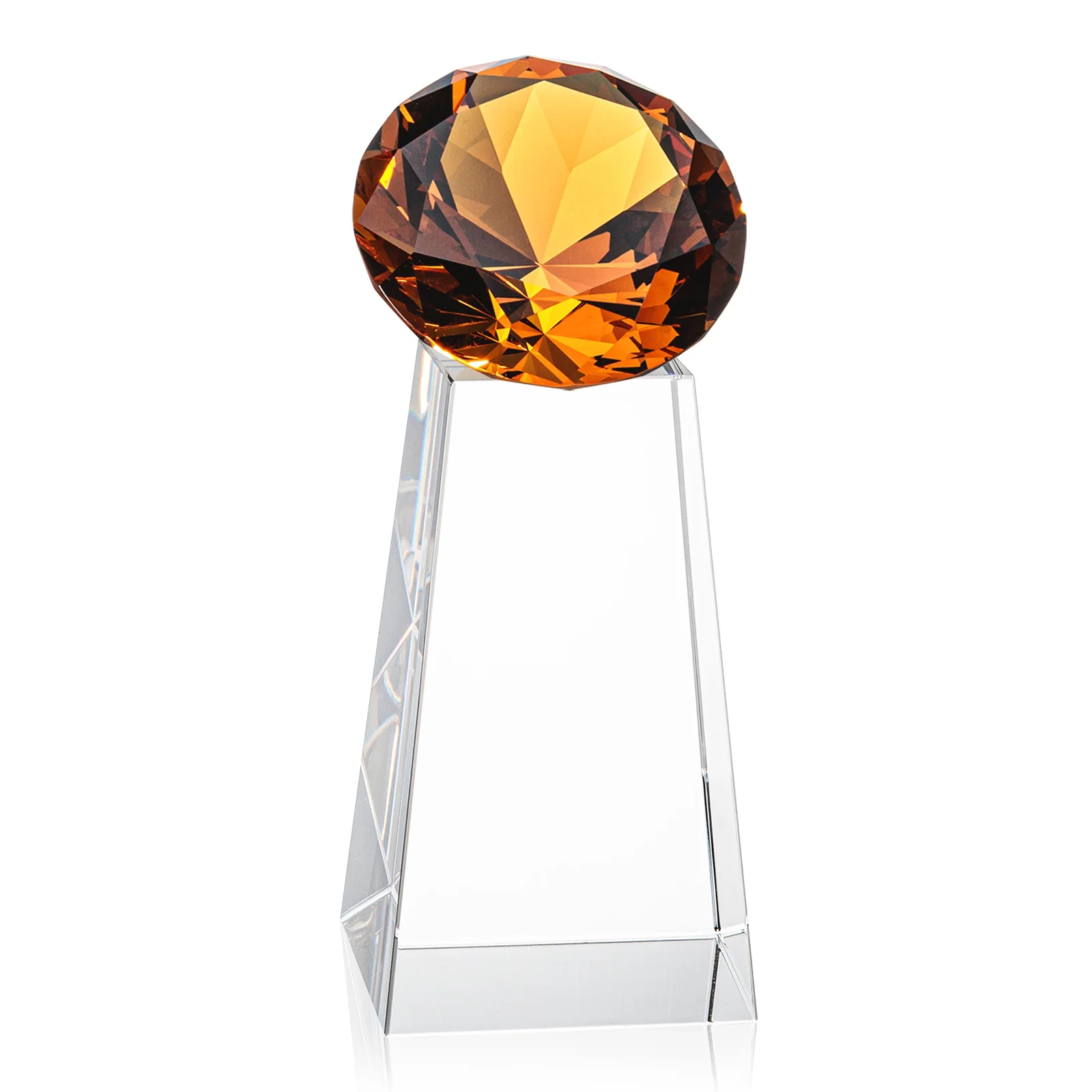Personalized Optical Crystal Gemstone Award with Ten Accent Color Choices, with your logo for company anniversary events