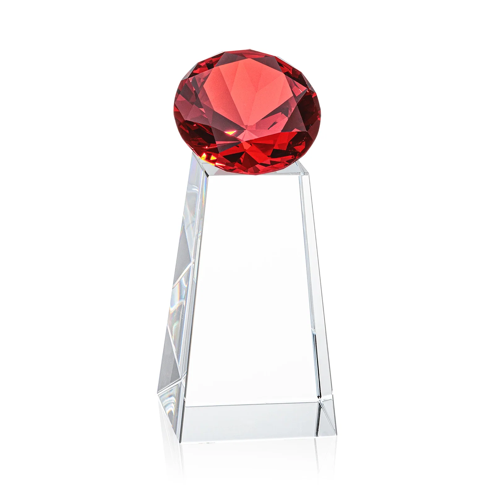 Promotional Optical Crystal Gemstone Award with Ten Accent Color Choices, with your logo for sales achievement awards