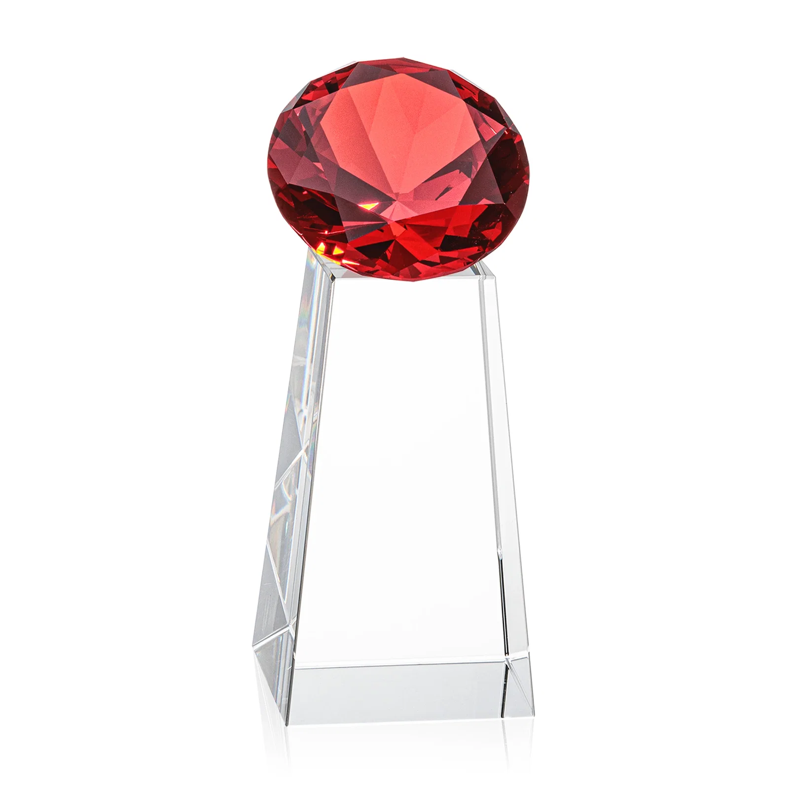 Promotional Optical Crystal Gemstone Award with Ten Accent Color Choices, with your logo for retirement presentations