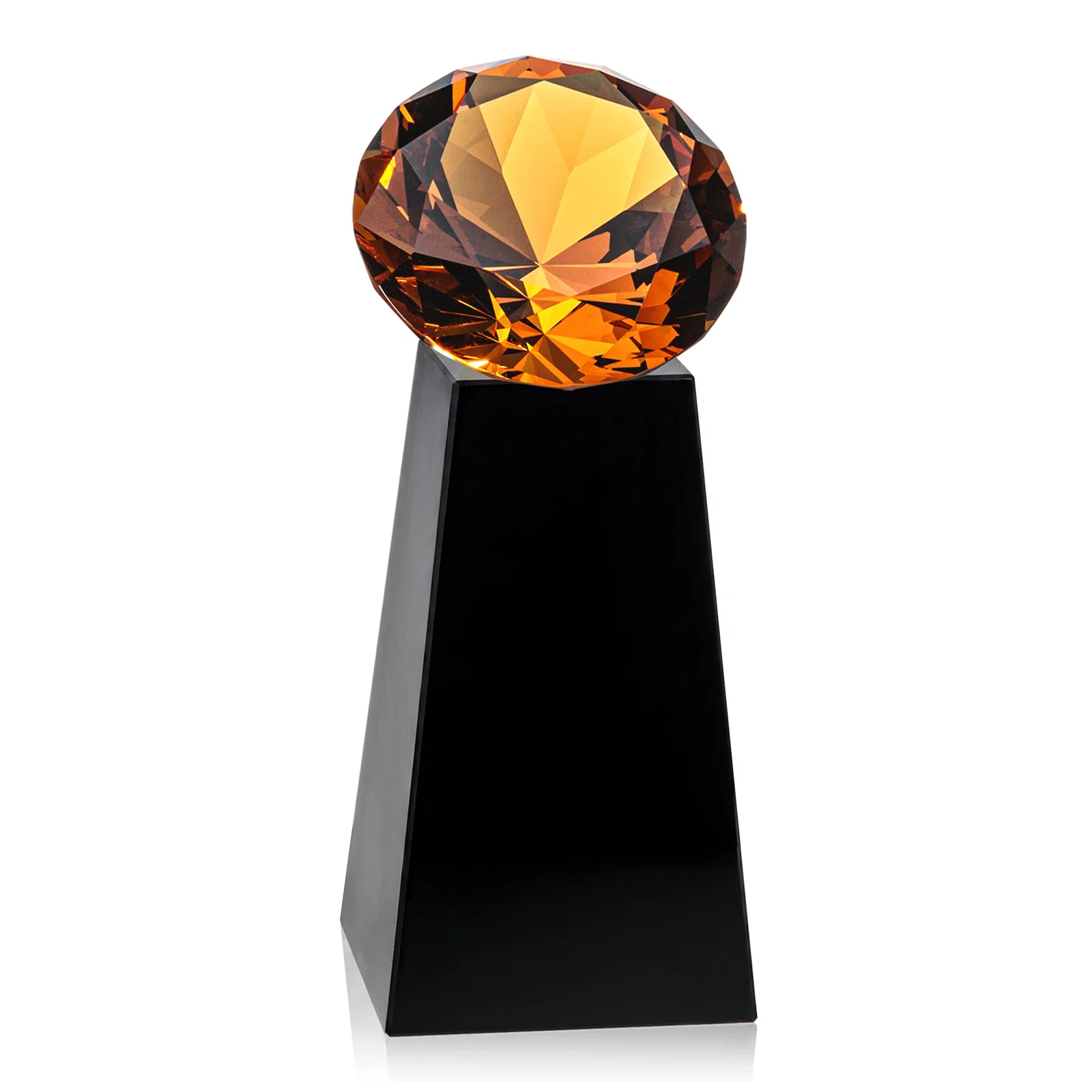 Branded Optical Crystal Gemstone Award with Ten Accent Color Choices, with your logo for service anniversary gifts