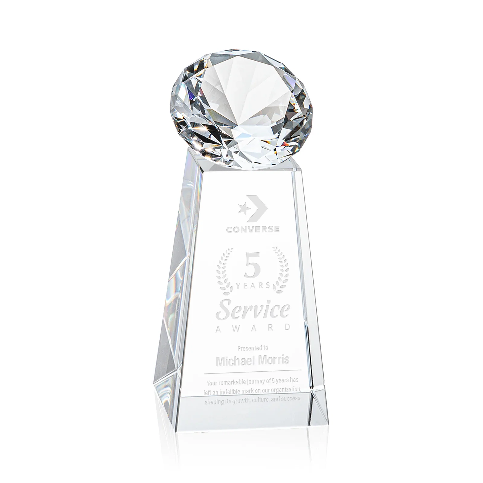 Custom Optical Crystal Gemstone Award with Ten Accent Color Choices for corporate award ceremonies