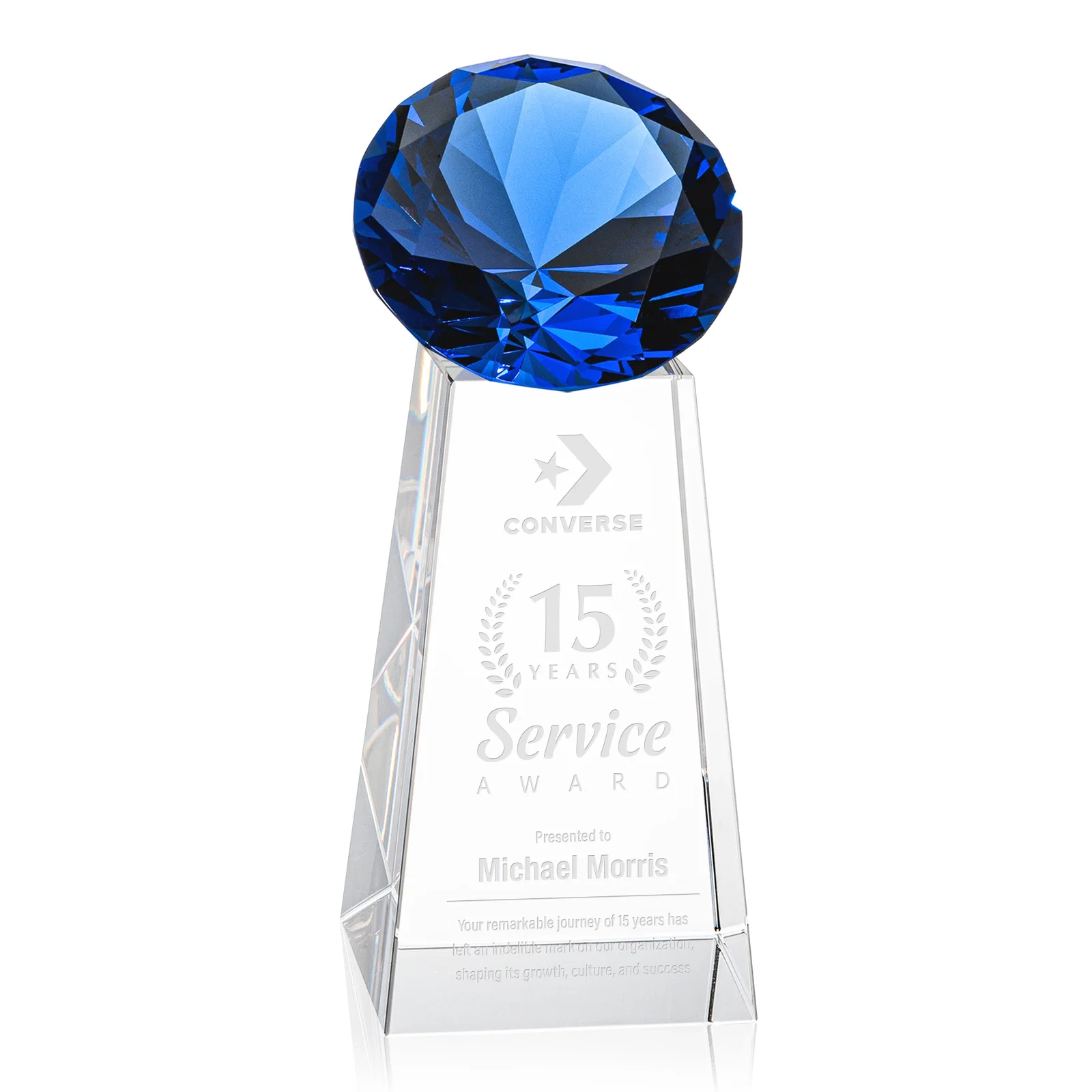 Promotional Optical Crystal Gemstone Award with Ten Accent Color Choices for employee recognition