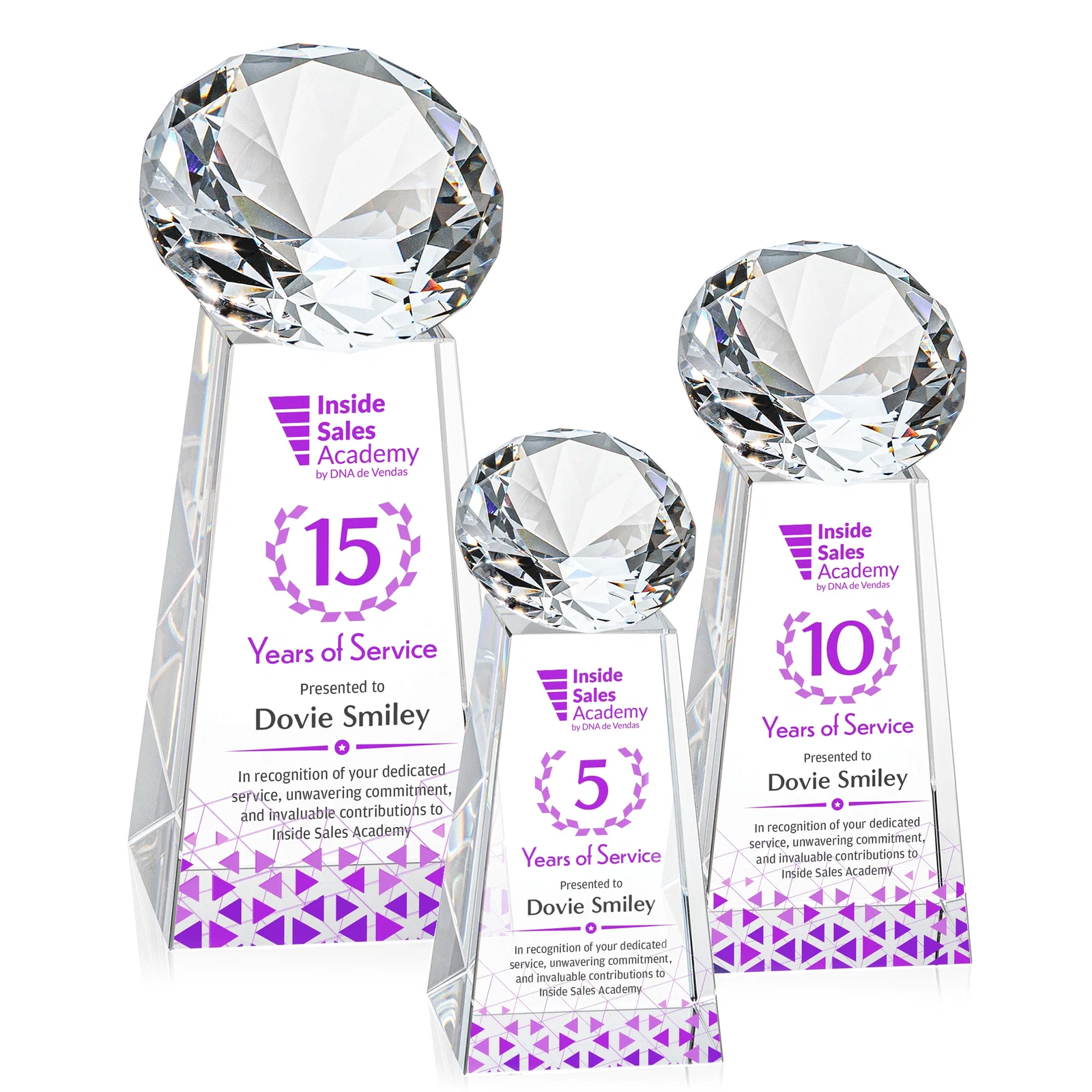 Promotional Optical Crystal Gemstone Award with Ten Accent Color Choices for service anniversary gifts