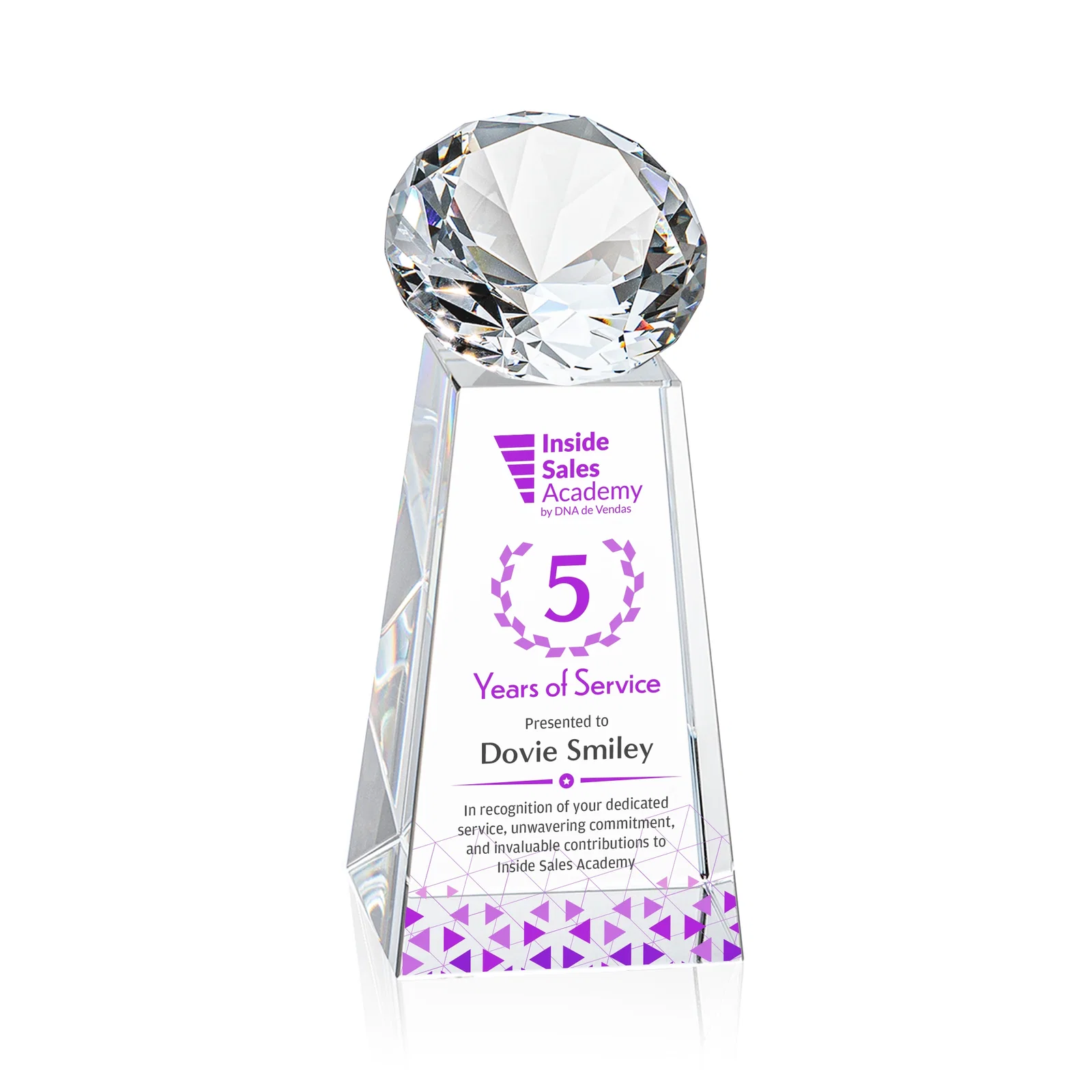 Promotional Optical Crystal Gemstone Award with Ten Accent Color Choices for sales achievement awards