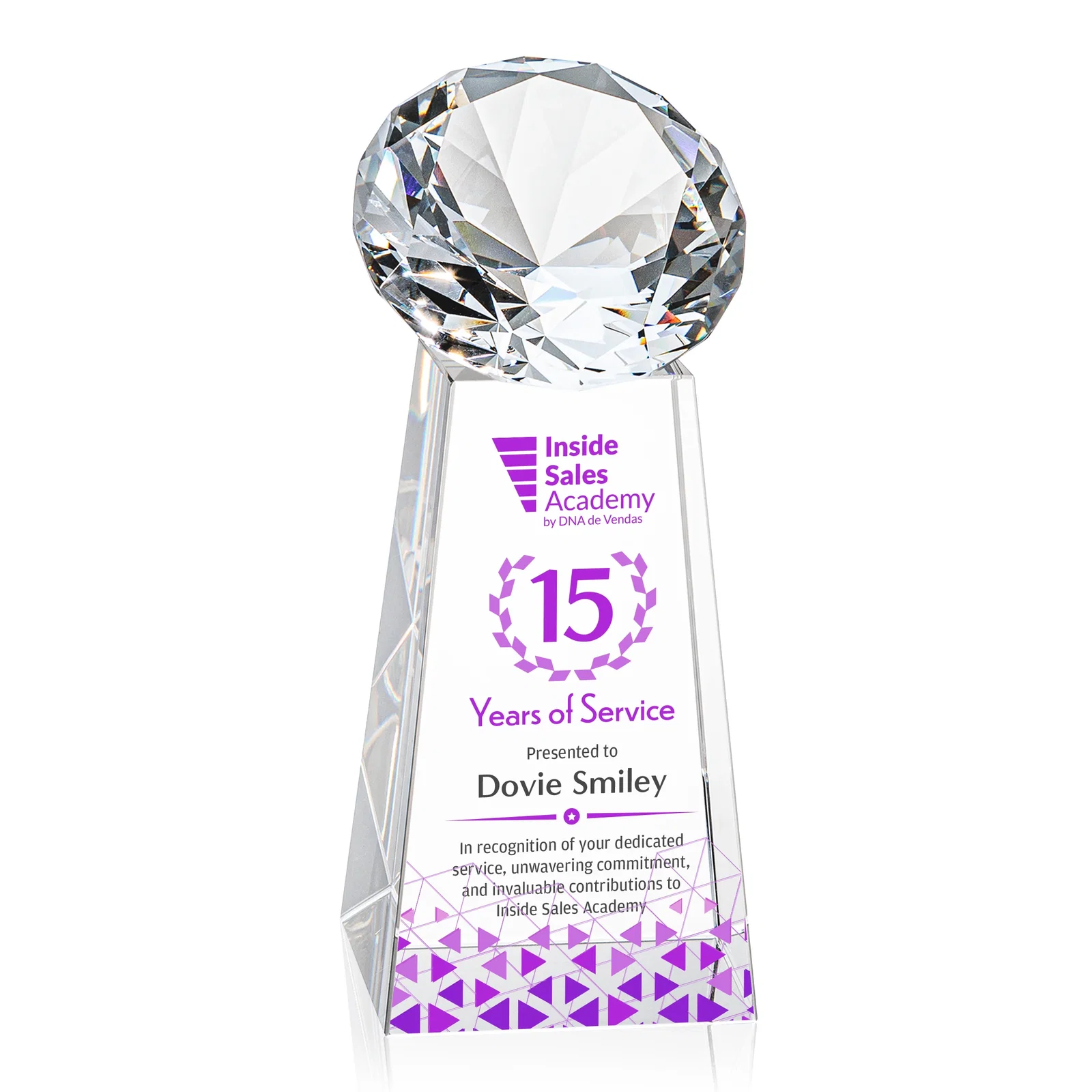 Promotional Optical Crystal Gemstone Award with Ten Accent Color Choices for team milestone celebrations