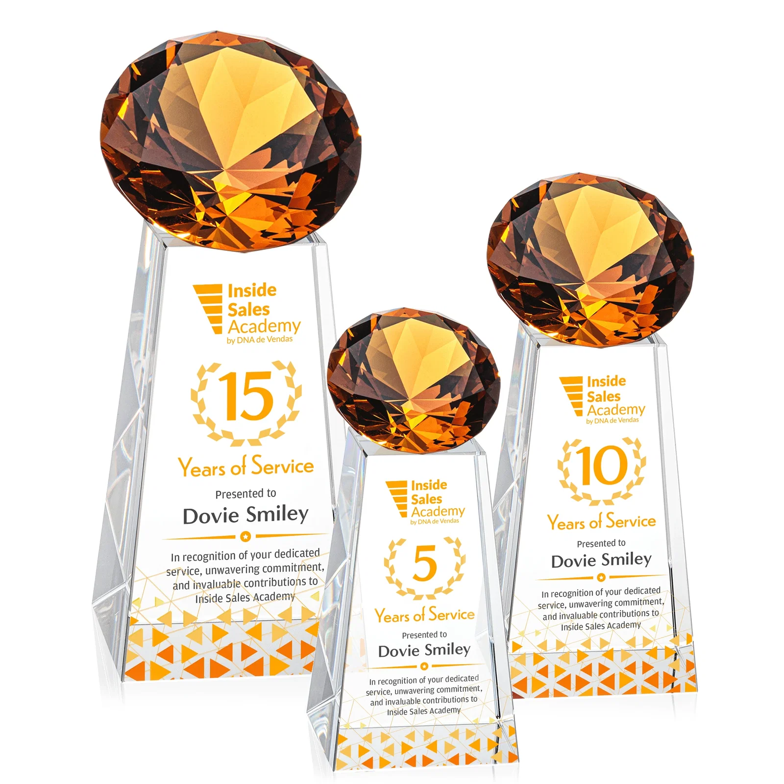 Promotional Optical Crystal Gemstone Award with Ten Accent Color Choices for graduation ceremonies