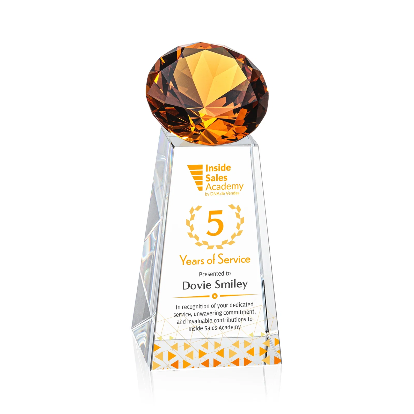 Promotional Optical Crystal Gemstone Award with Ten Accent Color Choices for safety achievement programs