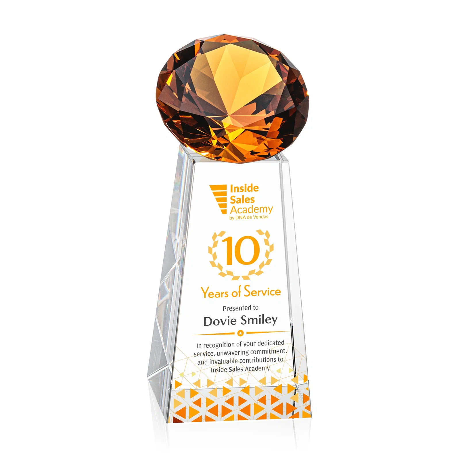 Promotional Optical Crystal Gemstone Award with Ten Accent Color Choices for volunteer appreciation
