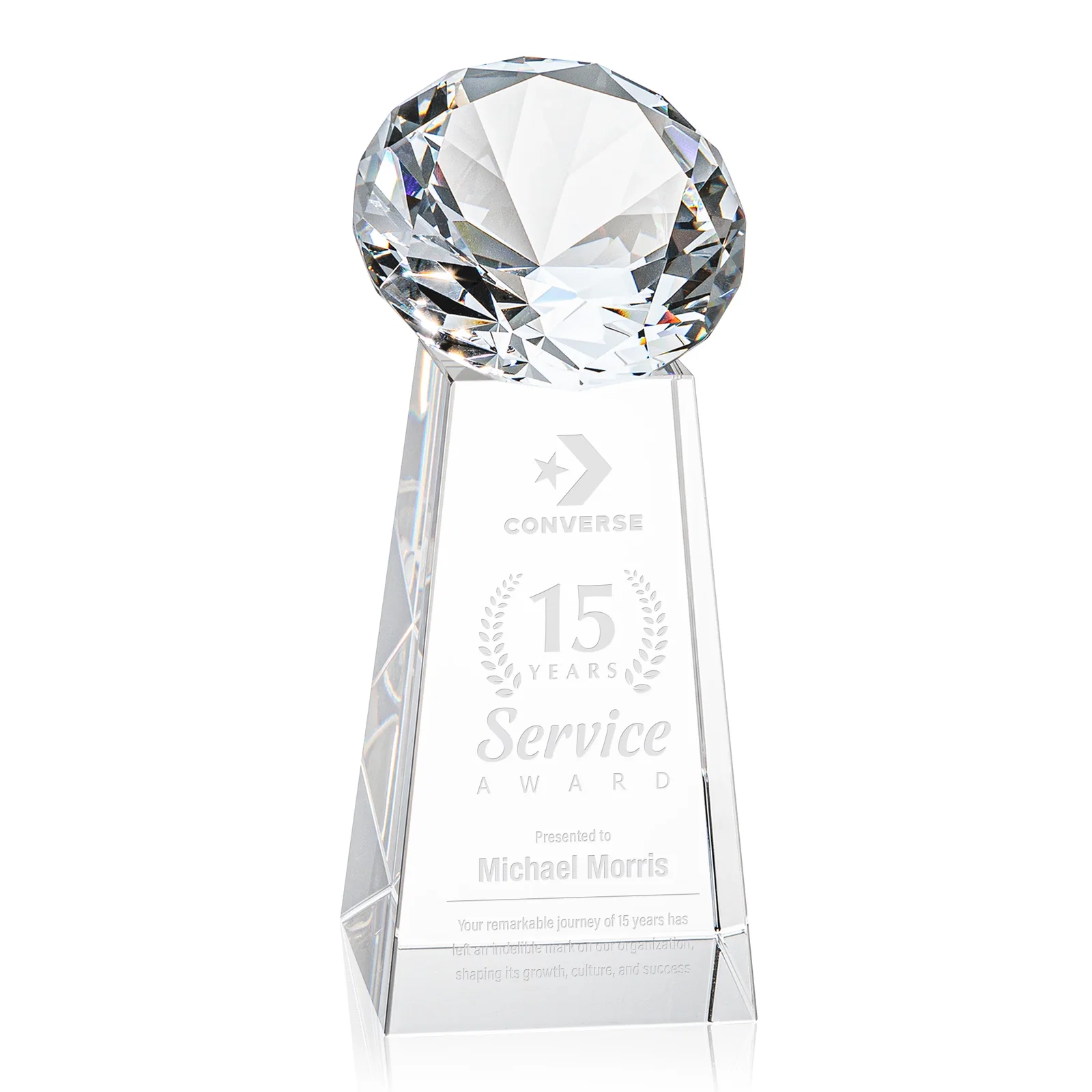 Custom Optical Crystal Gemstone Award with Ten Accent Color Choices for sales achievement awards