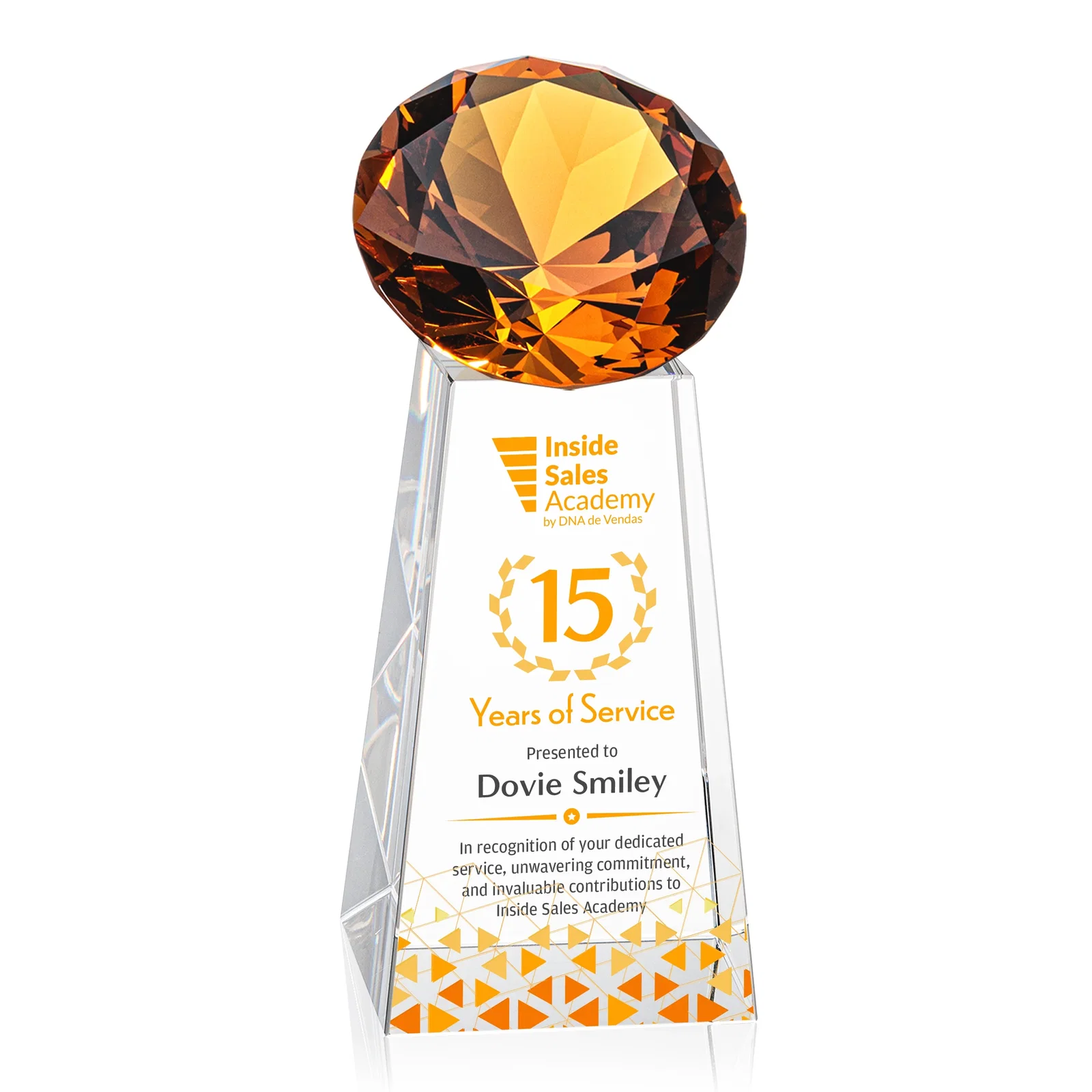 Promotional Optical Crystal Gemstone Award with Ten Accent Color Choices for dealer and partner awards