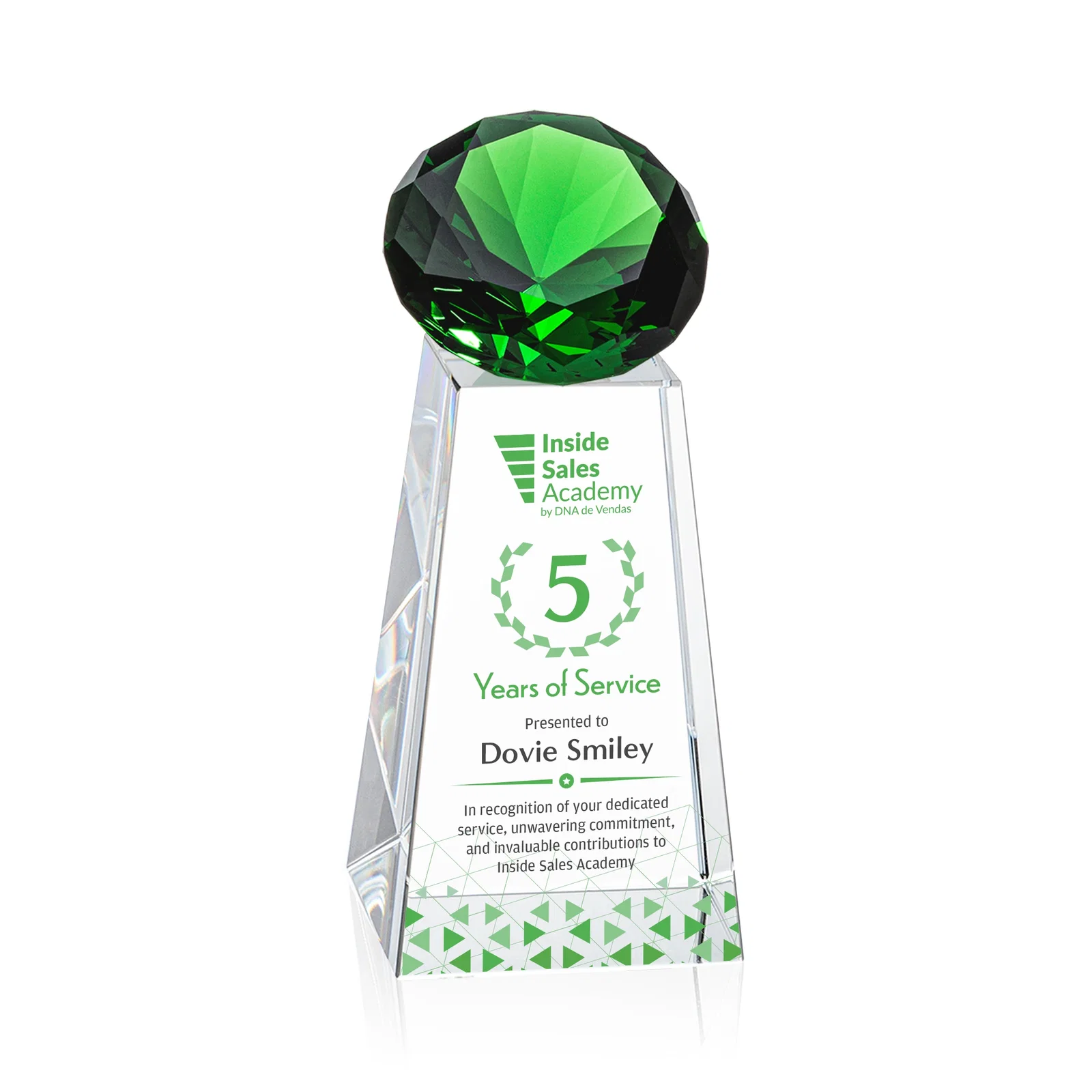 Branded Optical Crystal Gemstone Award with Ten Accent Color Choices for corporate award ceremonies