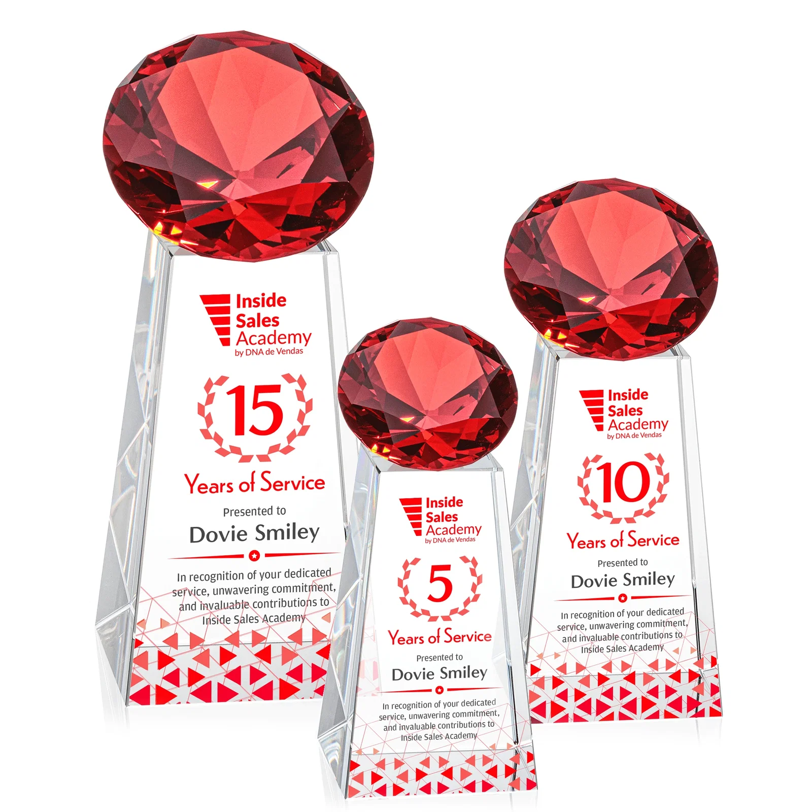 Branded Optical Crystal Gemstone Award with Ten Accent Color Choices for team milestone celebrations