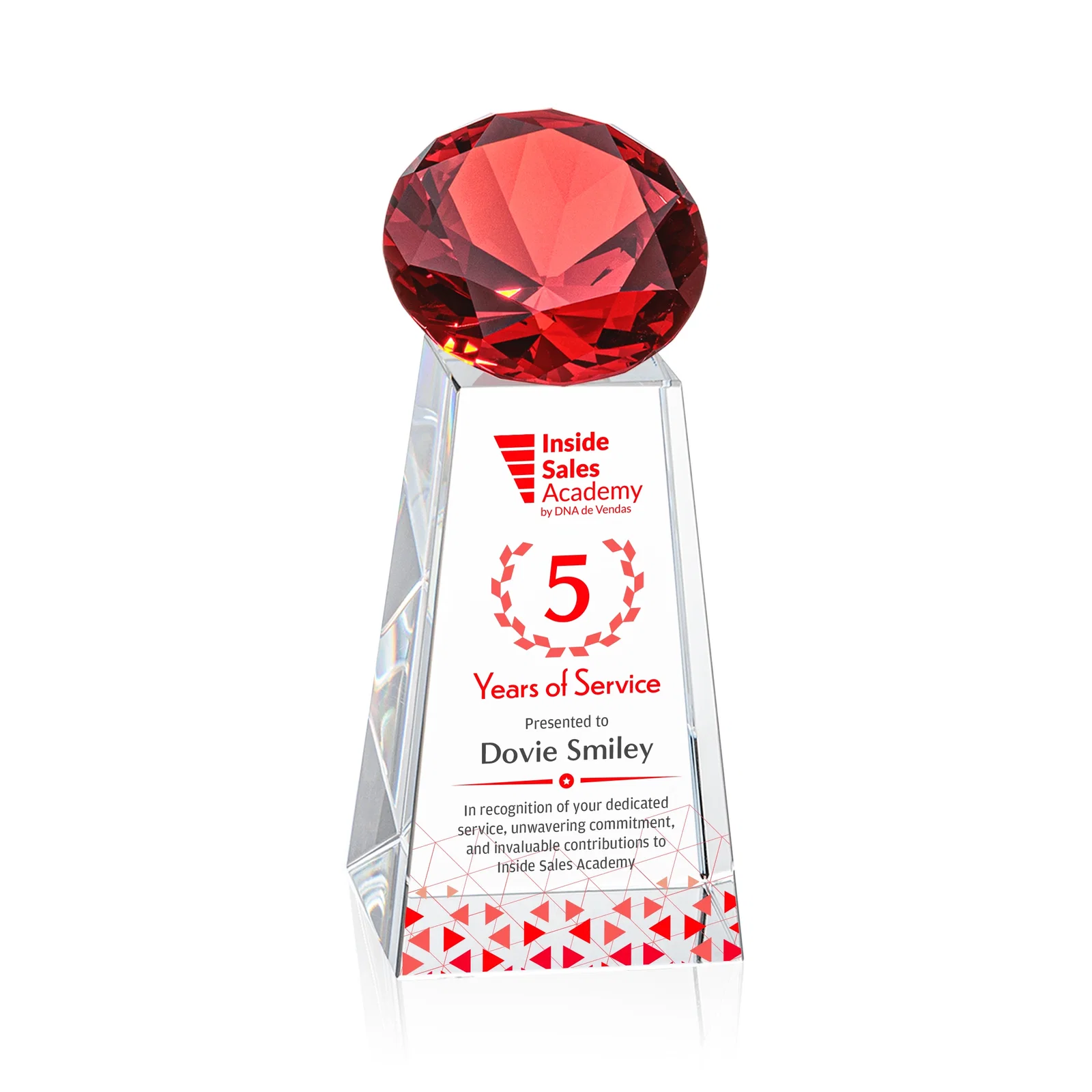 Branded Optical Crystal Gemstone Award with Ten Accent Color Choices for donor appreciation