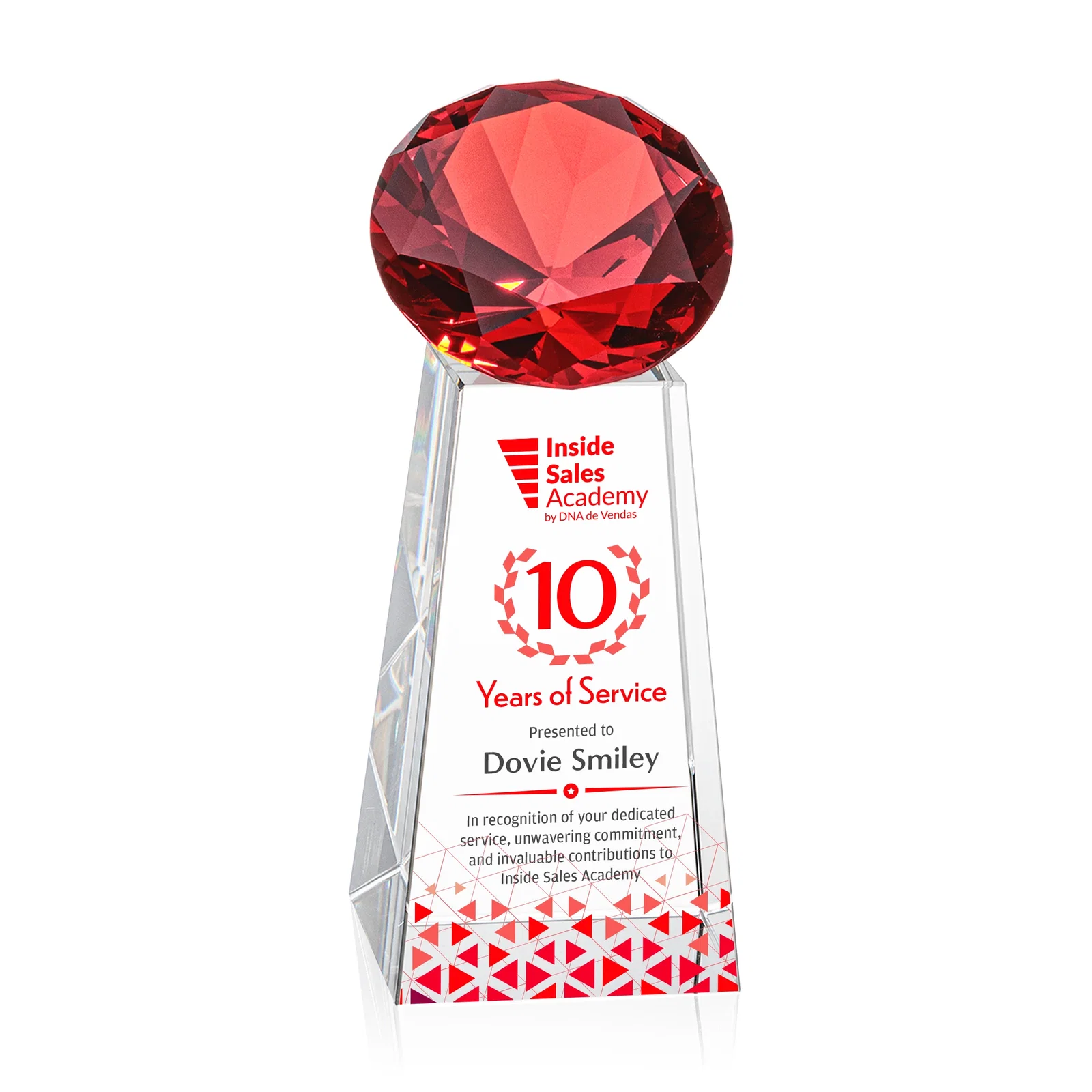 Branded Optical Crystal Gemstone Award with Ten Accent Color Choices for graduation ceremonies