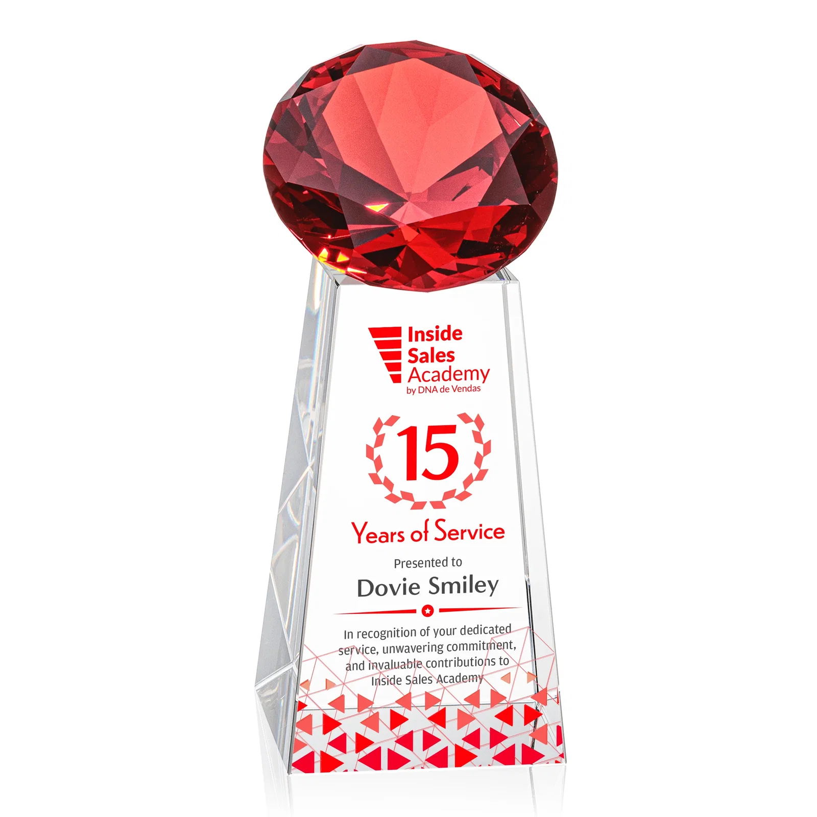Branded Optical Crystal Gemstone Award with Ten Accent Color Choices for safety achievement programs