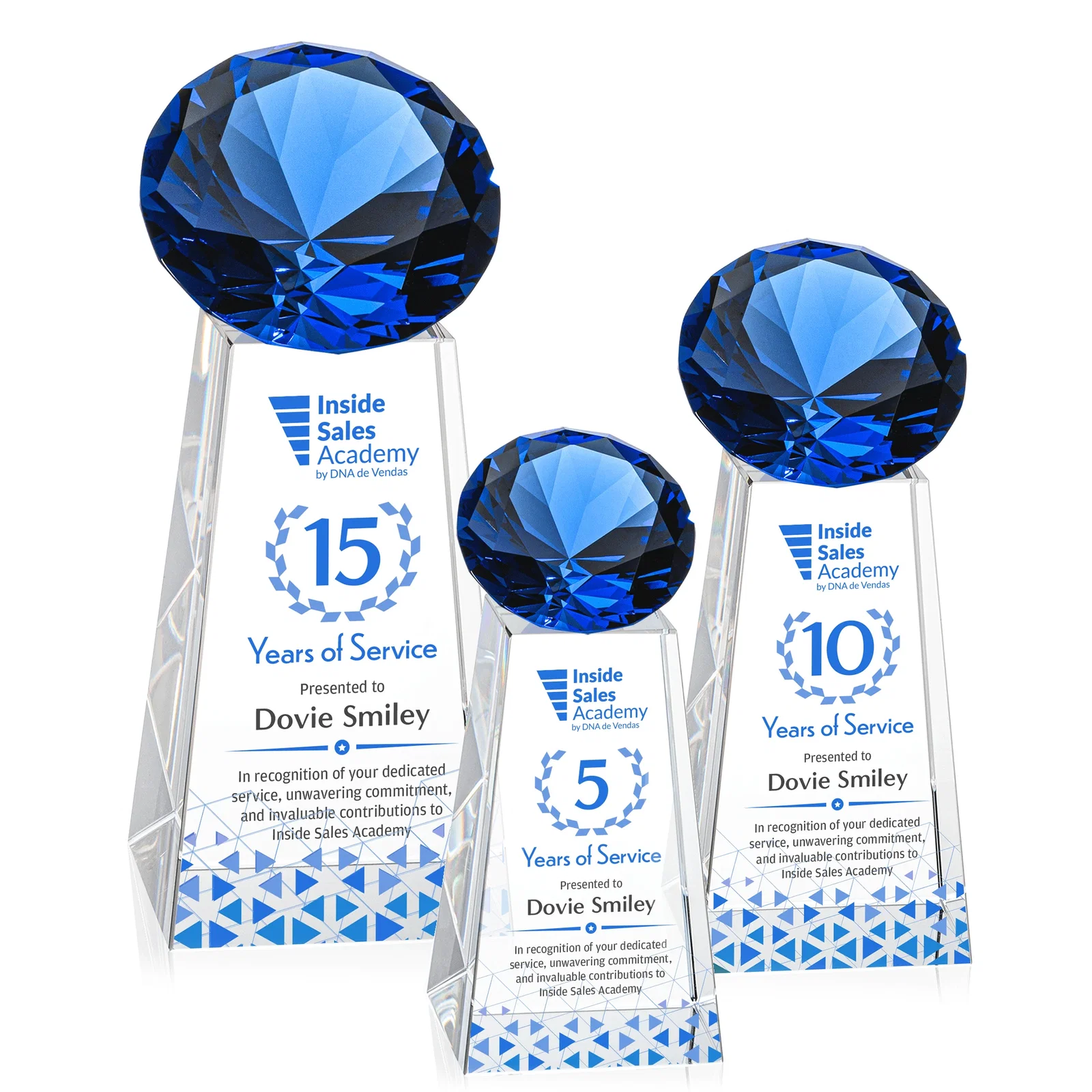Branded Optical Crystal Gemstone Award with Ten Accent Color Choices for dealer and partner awards