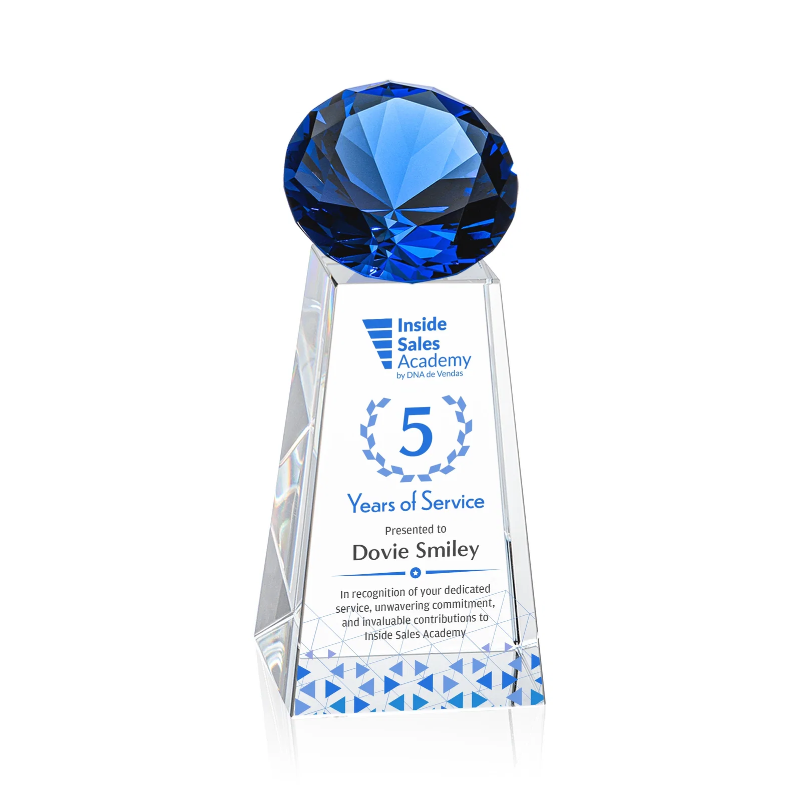 Branded Optical Crystal Gemstone Award with Ten Accent Color Choices for company anniversary events