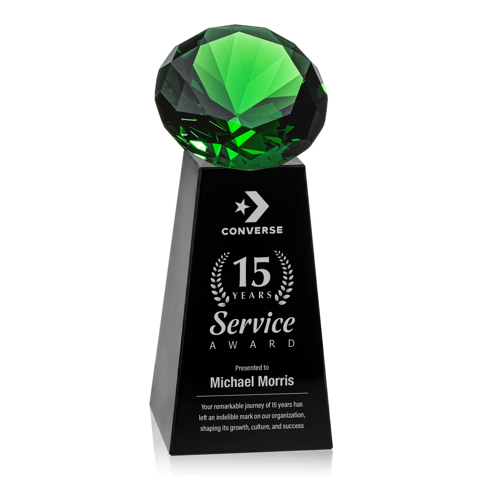 Customized Optical Crystal Gemstone Award with Ten Accent Color Choices for team milestone celebrations