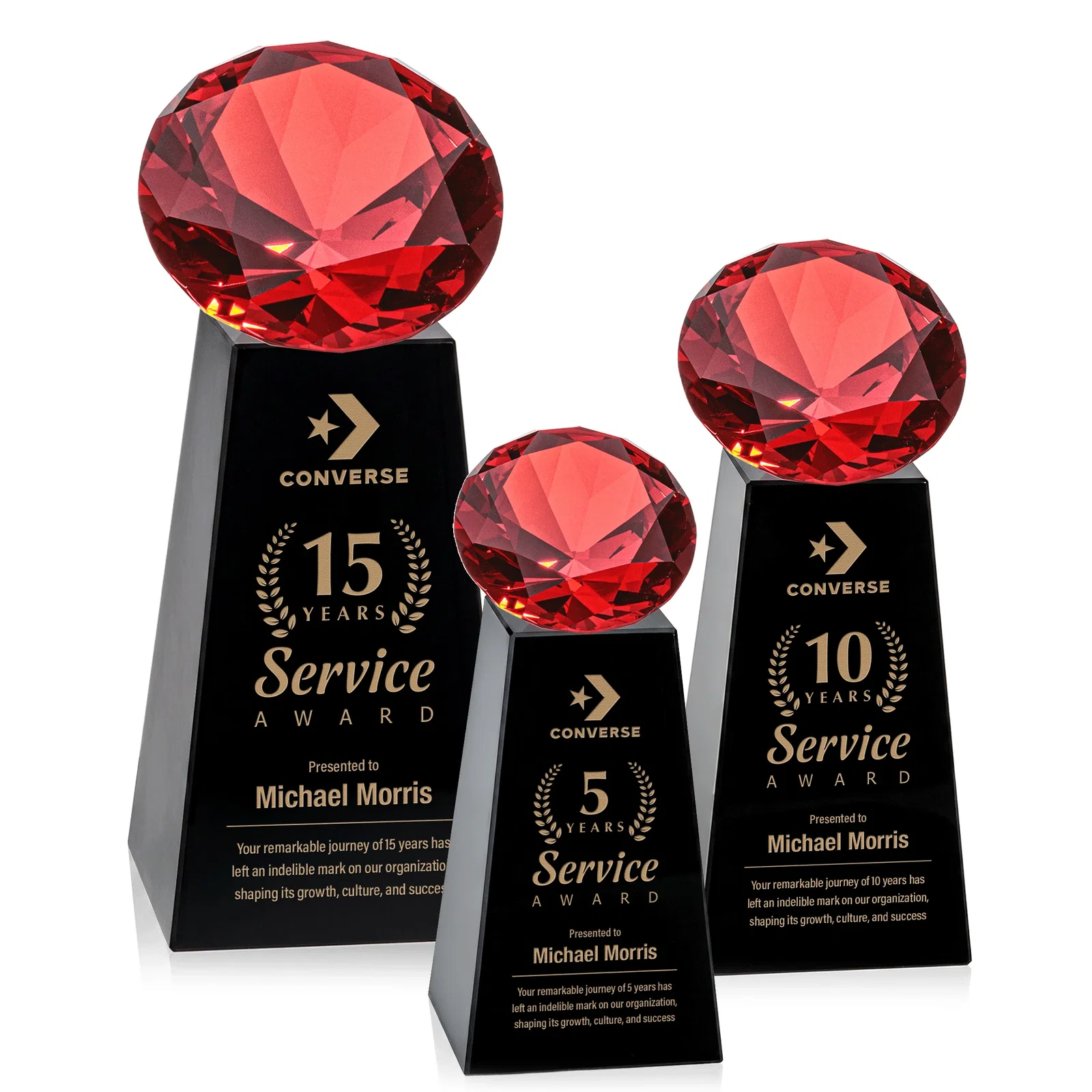 Customized Optical Crystal Gemstone Award with Ten Accent Color Choices for graduation ceremonies