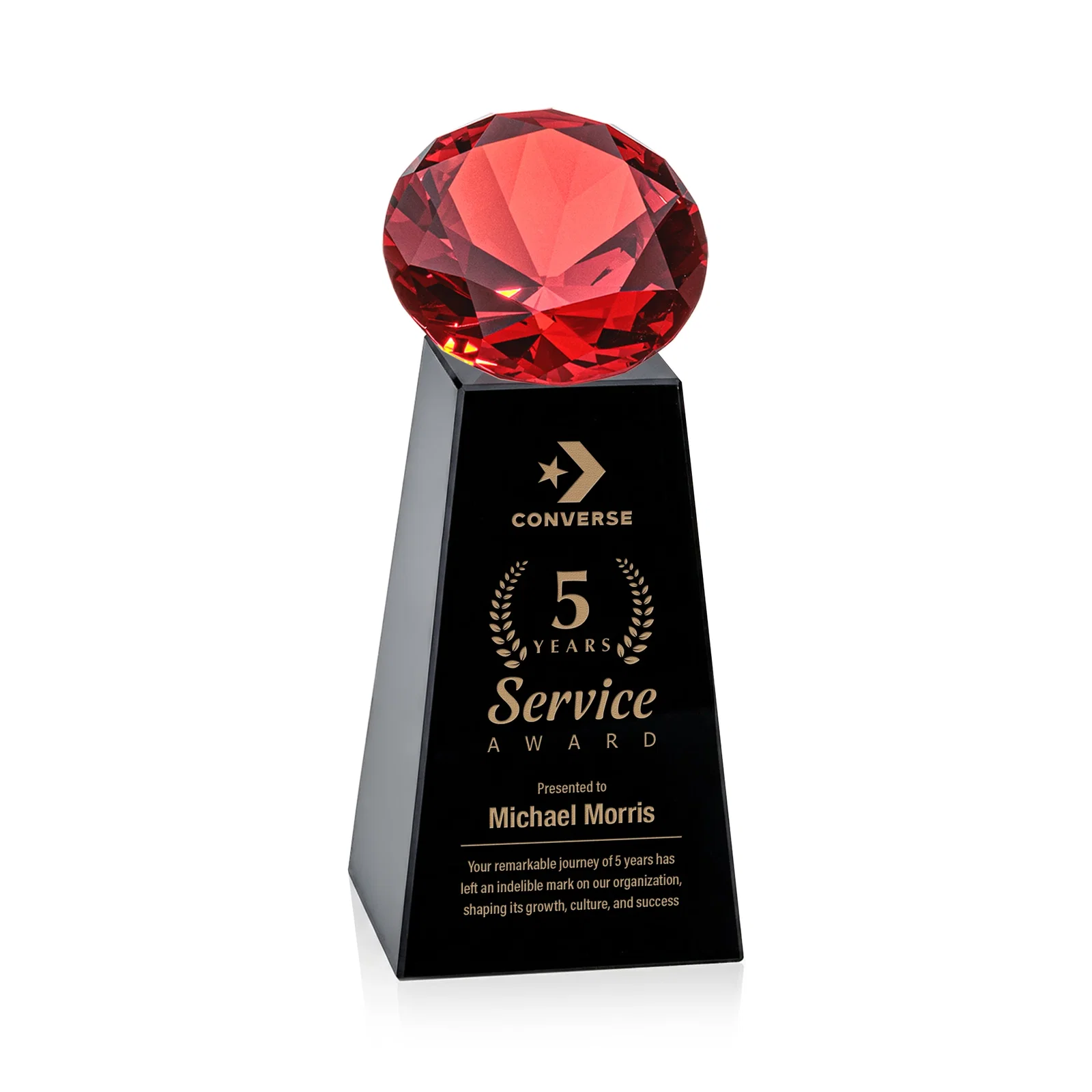 Customized Optical Crystal Gemstone Award with Ten Accent Color Choices for safety achievement programs