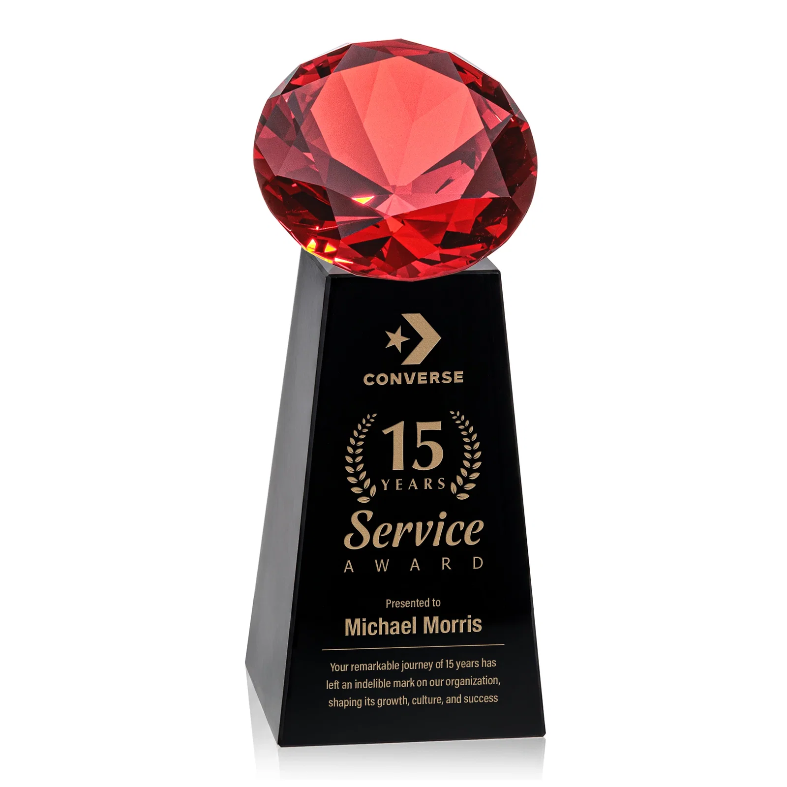 Customized Optical Crystal Gemstone Award with Ten Accent Color Choices for dealer and partner awards