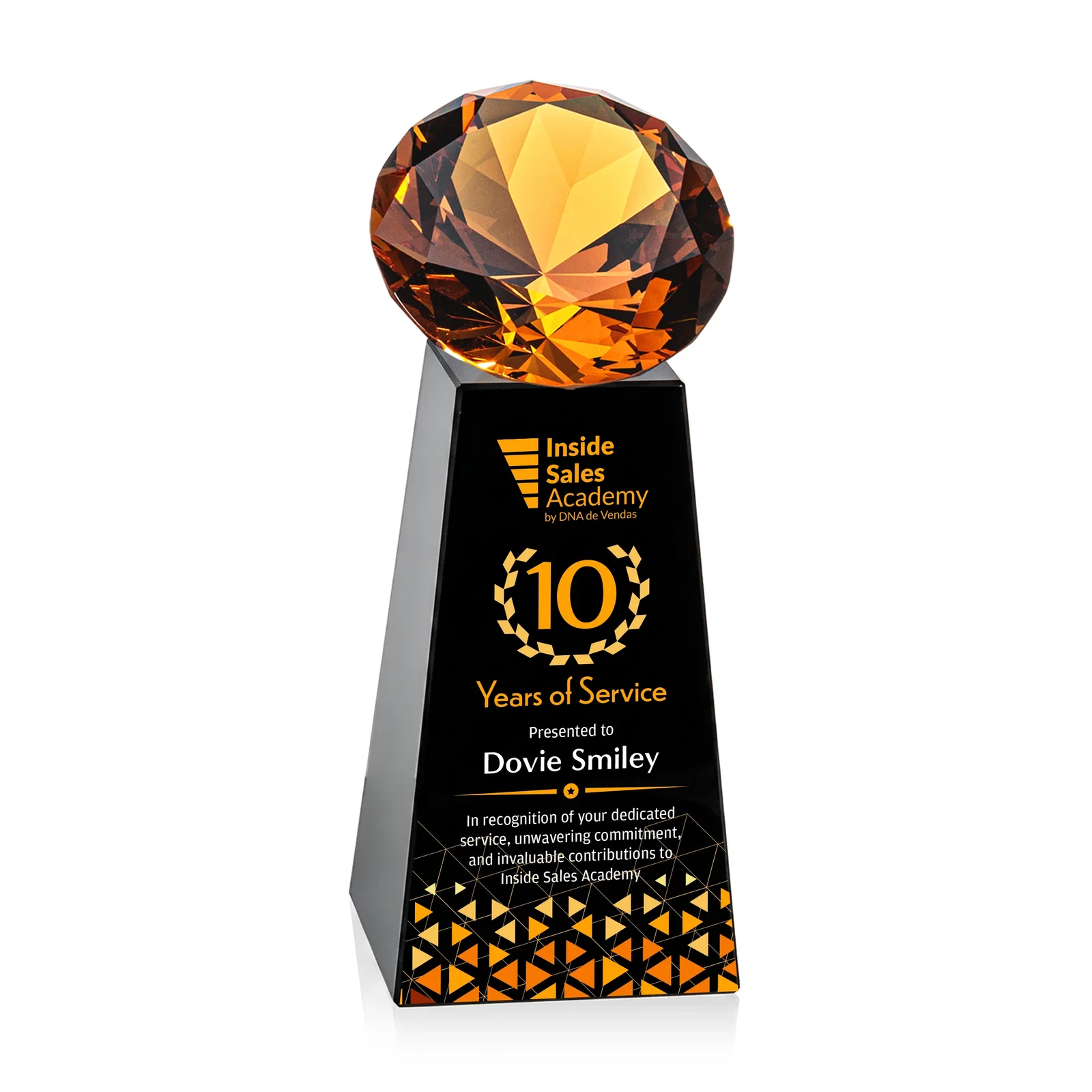 Custom Optical Crystal Gemstone Award with Ten Accent Color Choices, with your logo for employee recognition
