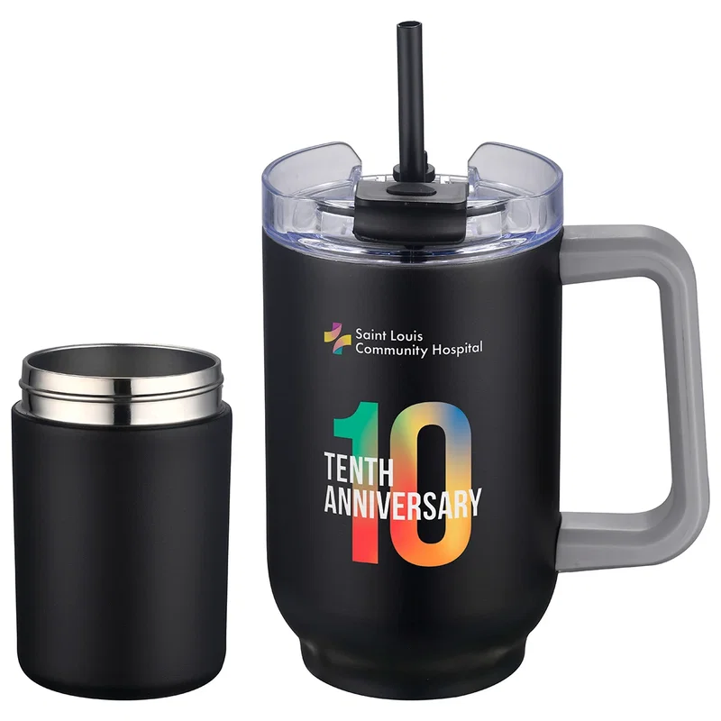 Custom branded Novo Combo used as an insulated travel mug