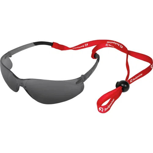 Nylon elastic eyewear retainer strap with adjustable ball lock, screen printed, USA made