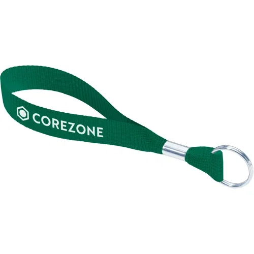 Nylon web wristlet keychain in alternate color, 3/4-inch screen printed key strap