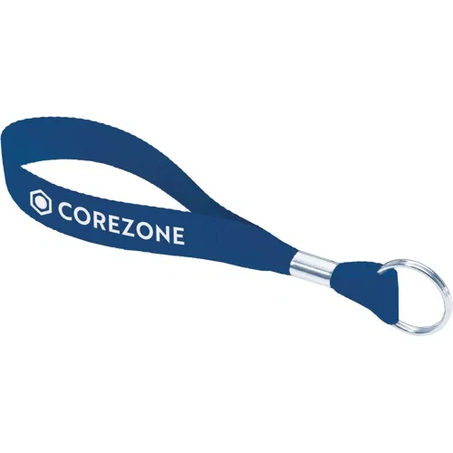 Nylon web wristlet keychain with logo imprint, 3/4-inch promotional key strap