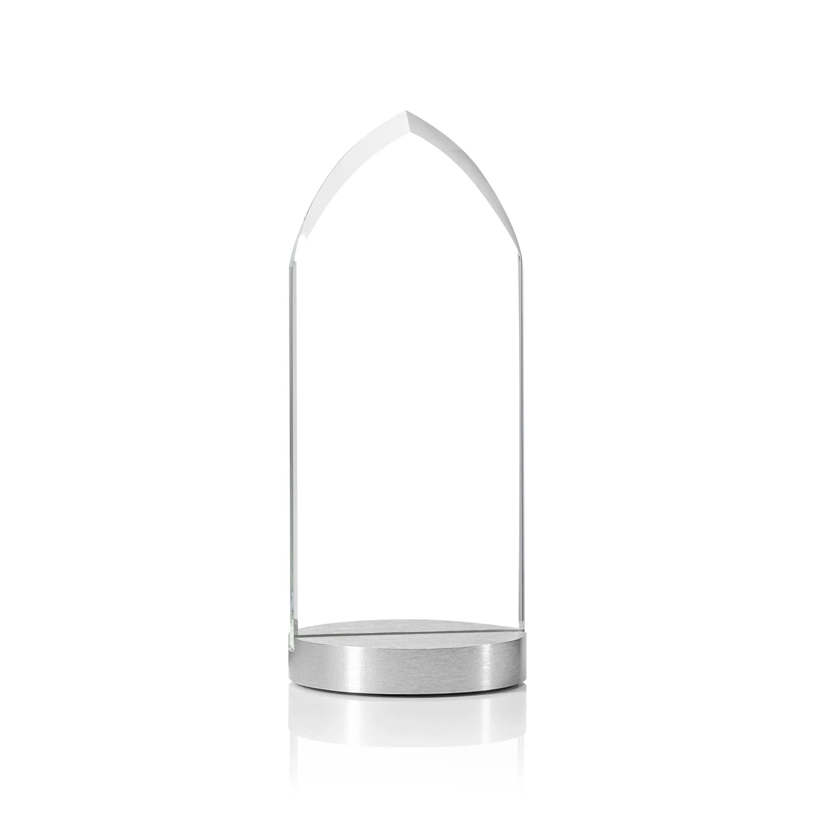 Personalized Starfire Crystal Award With a Pointed Top on an Aluminum Base, metal awards for employee recognition