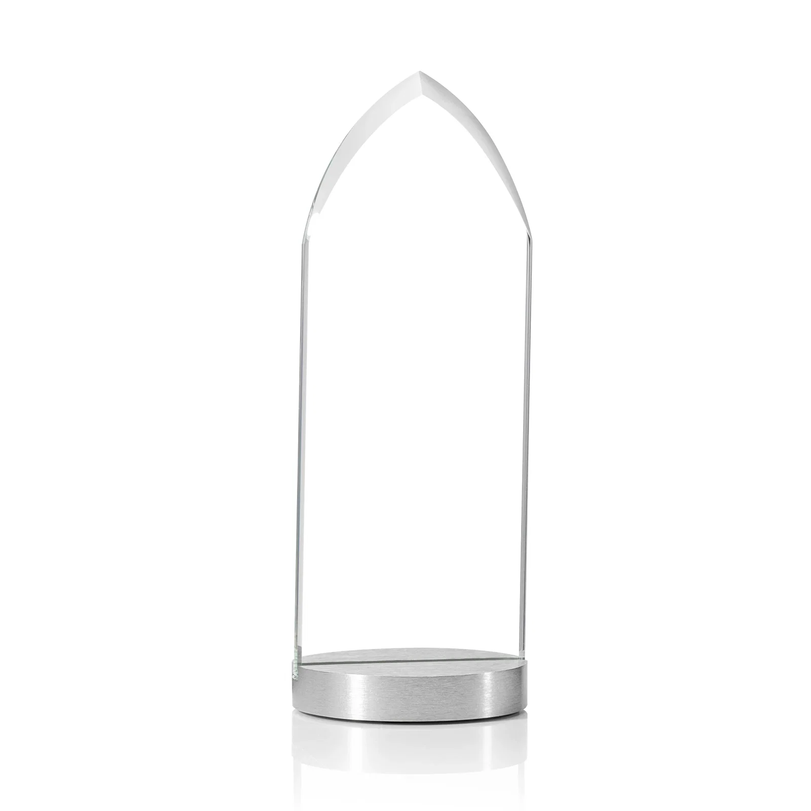 Personalized Starfire Crystal Award With a Pointed Top on an Aluminum Base, metal awards for corporate award ceremonies