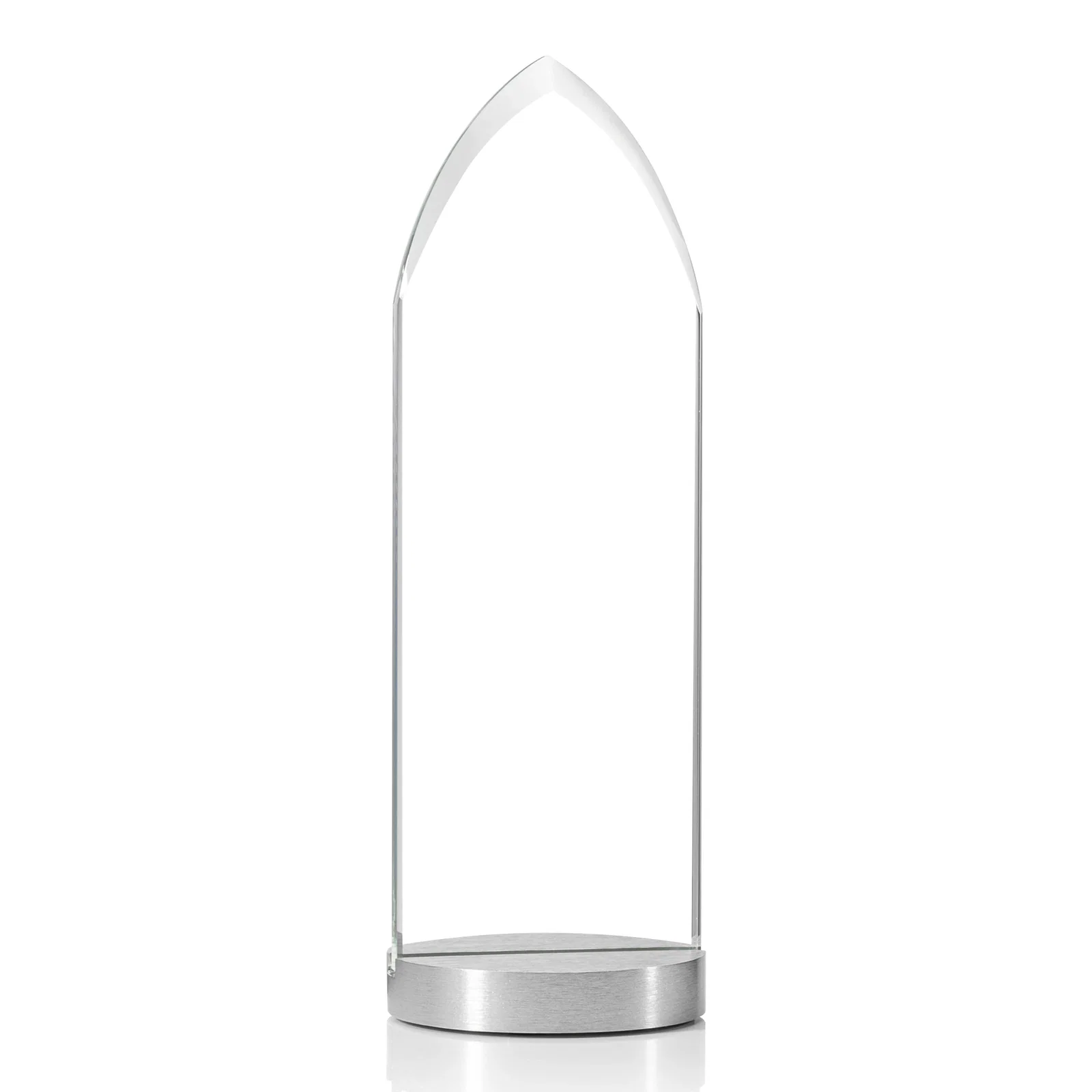 Personalized Starfire Crystal Award With a Pointed Top on an Aluminum Base, metal awards for service anniversary gifts