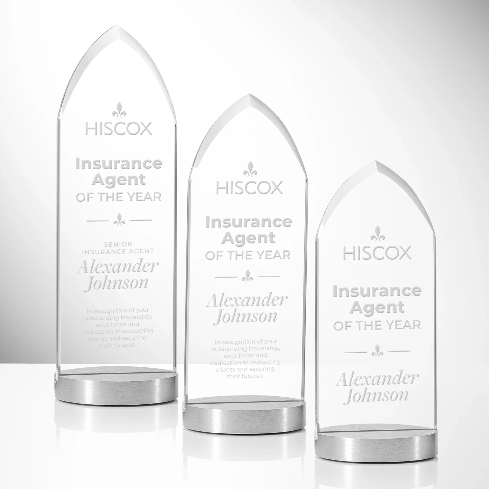 Custom Starfire Crystal Award With a Pointed Top on an Aluminum Base, metal awards for safety achievement programs
