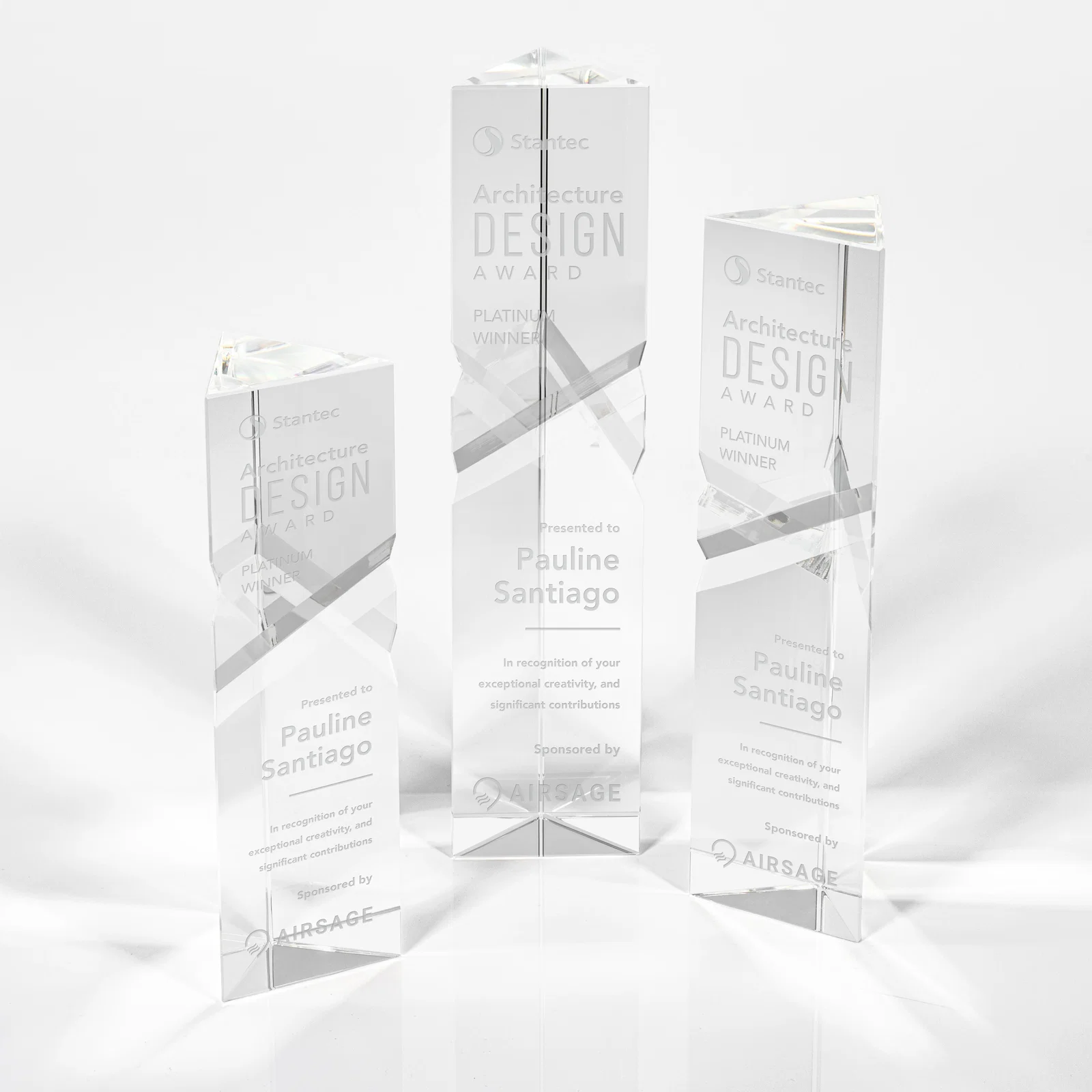 Custom Optical Crystal Faceted Pyramid Award for employee recognition