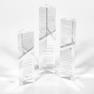 Optical Crystal Faceted Pyramid Award