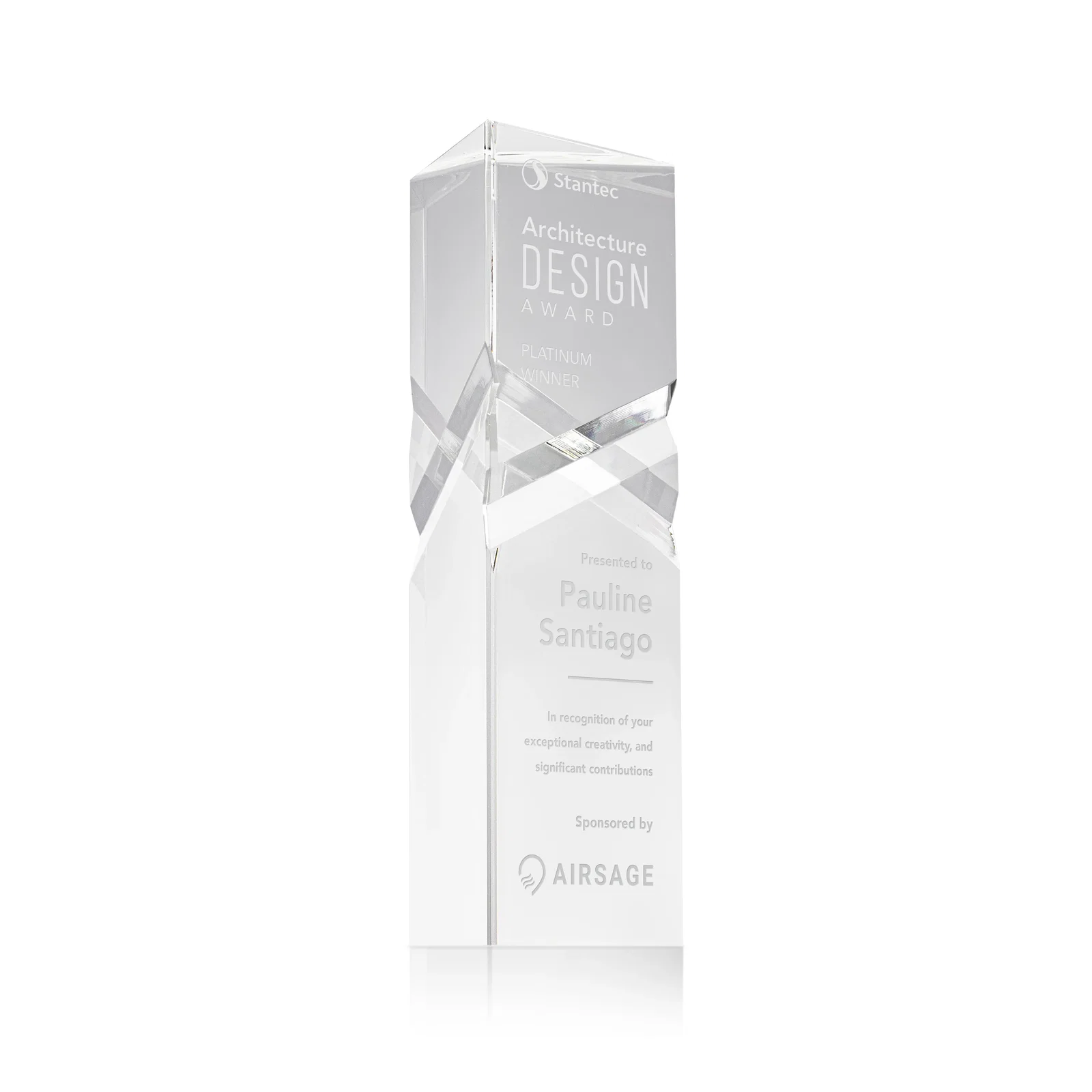 Custom Optical Crystal Faceted Pyramid Award for corporate award ceremonies