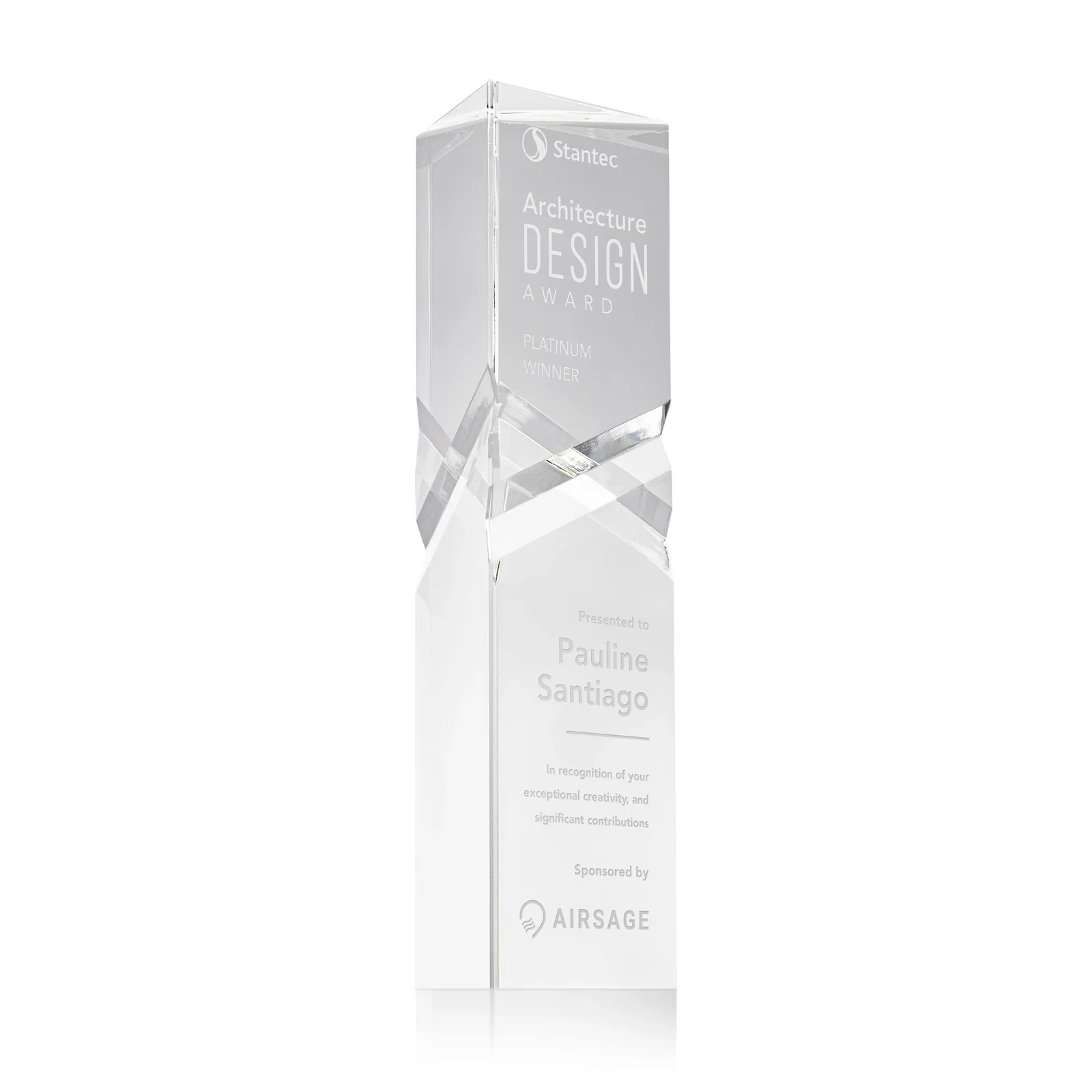 Custom Optical Crystal Faceted Pyramid Award for service anniversary gifts
