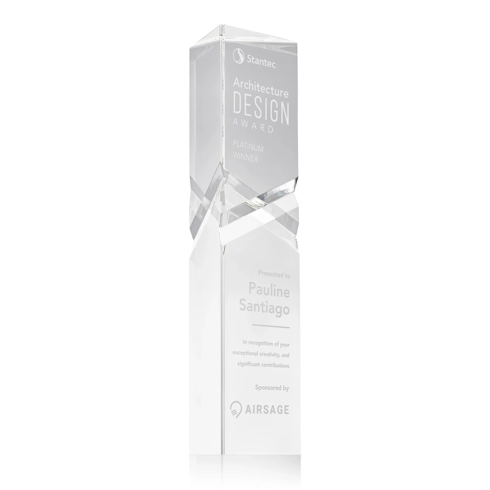Custom Optical Crystal Faceted Pyramid Award for sales achievement awards
