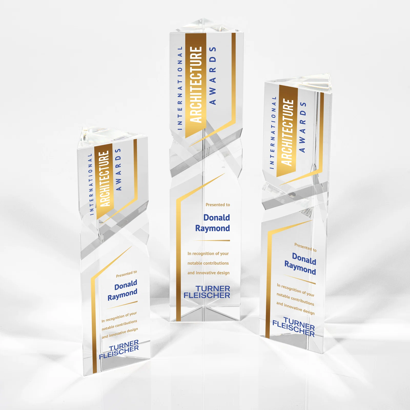 Custom Optical Crystal Faceted Pyramid Award for team milestone celebrations