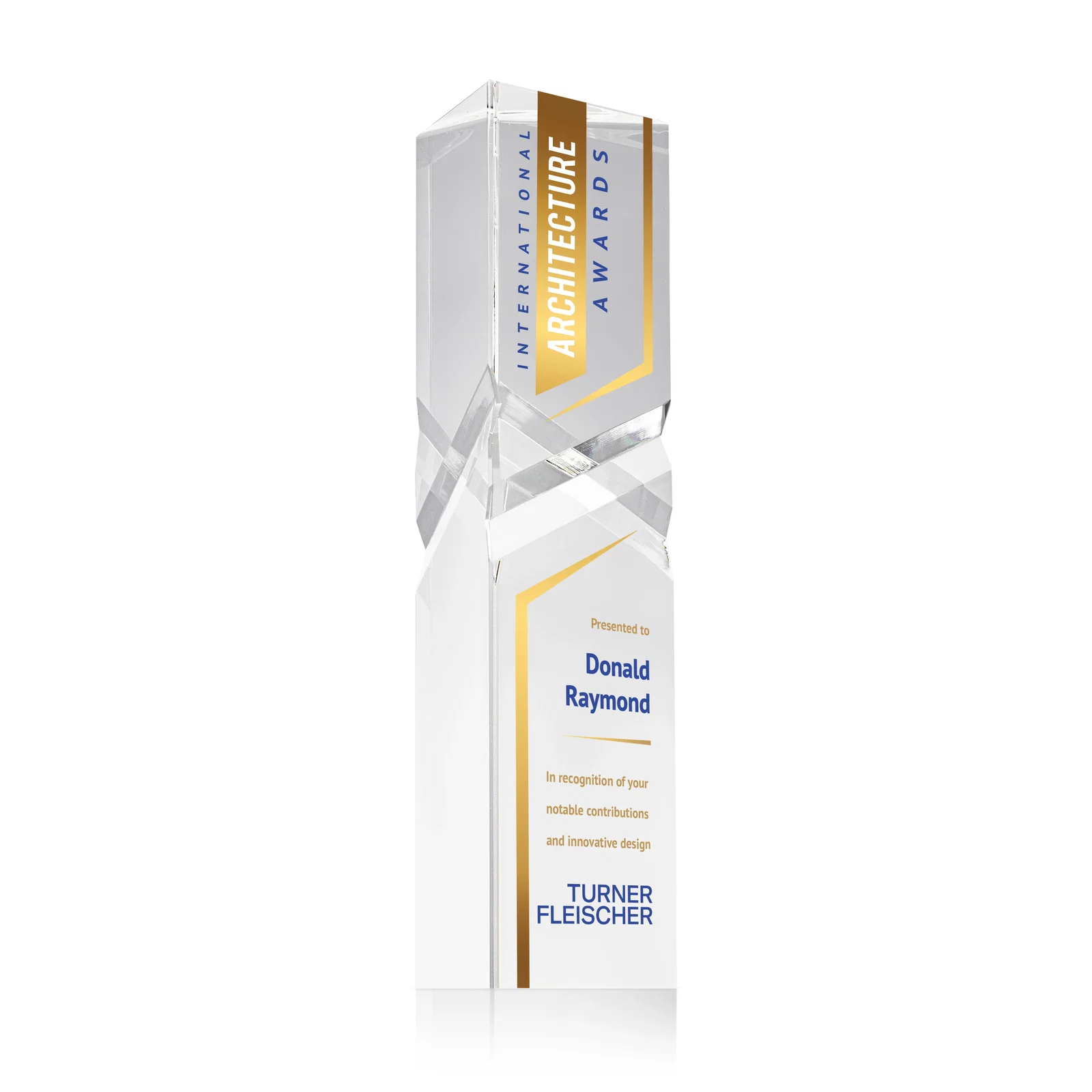 Custom Optical Crystal Faceted Pyramid Award for graduation ceremonies