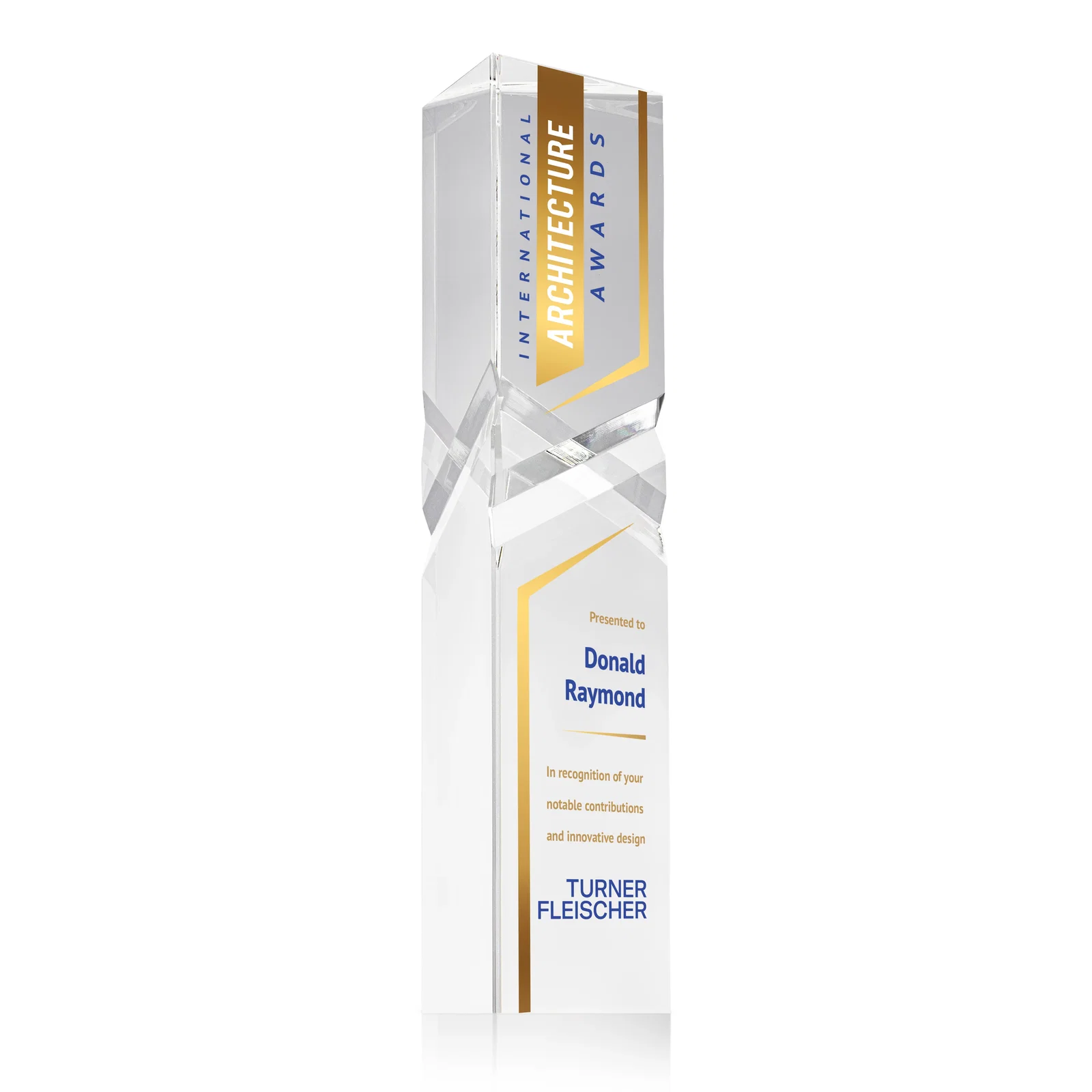 Custom Optical Crystal Faceted Pyramid Award for safety achievement programs