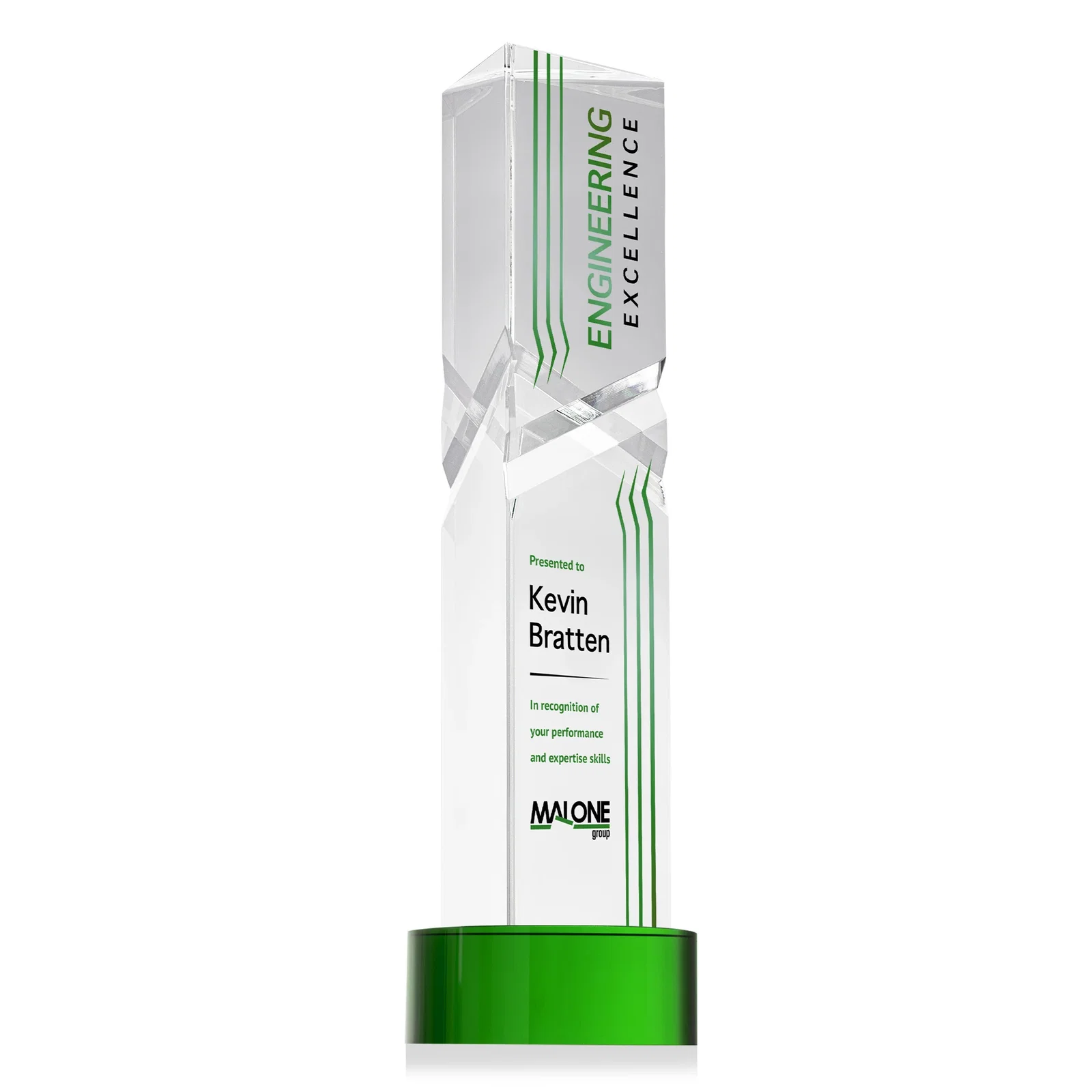Promotional Optical Crystal Pyramid Award with Deep Interchanging Facets for employee recognition