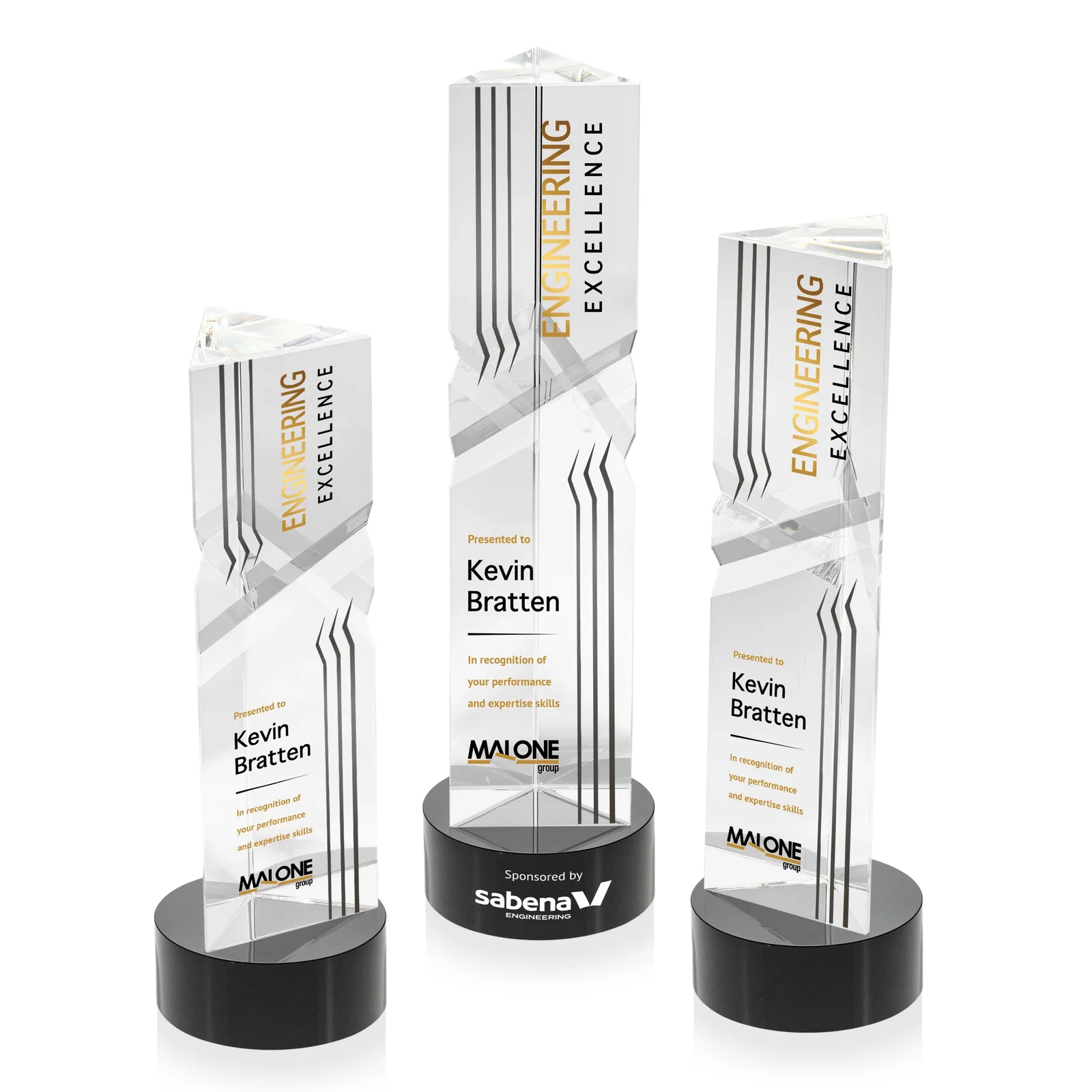 Promotional Optical Crystal Pyramid Award with Deep Interchanging Facets for corporate award ceremonies