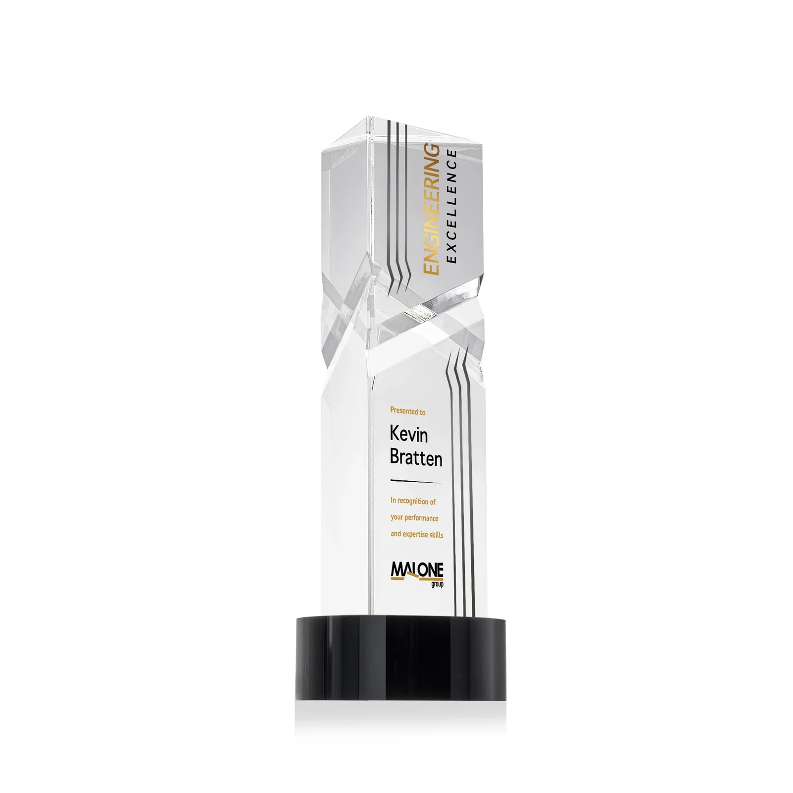 Promotional Optical Crystal Pyramid Award with Deep Interchanging Facets for service anniversary gifts
