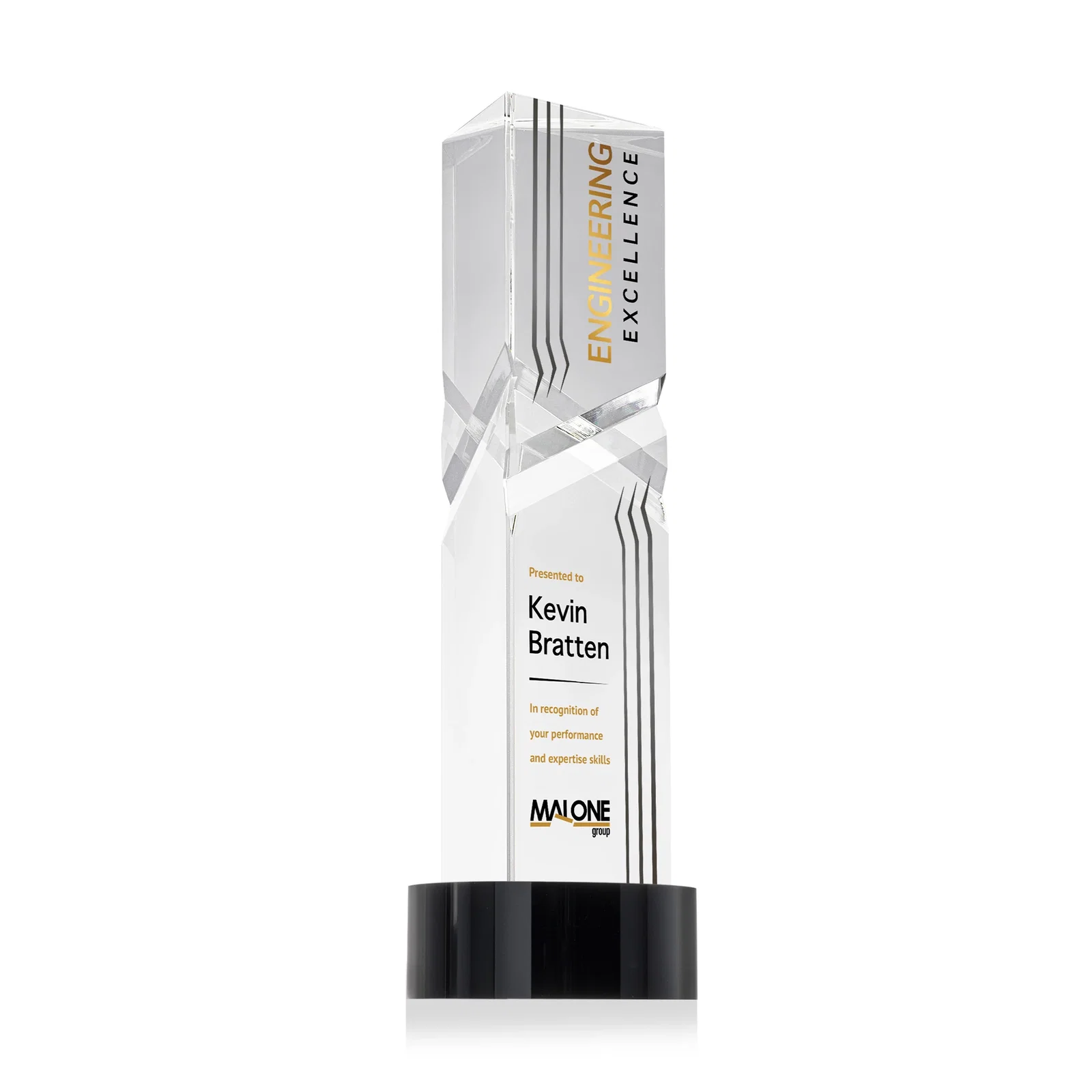 Promotional Optical Crystal Pyramid Award with Deep Interchanging Facets for sales achievement awards