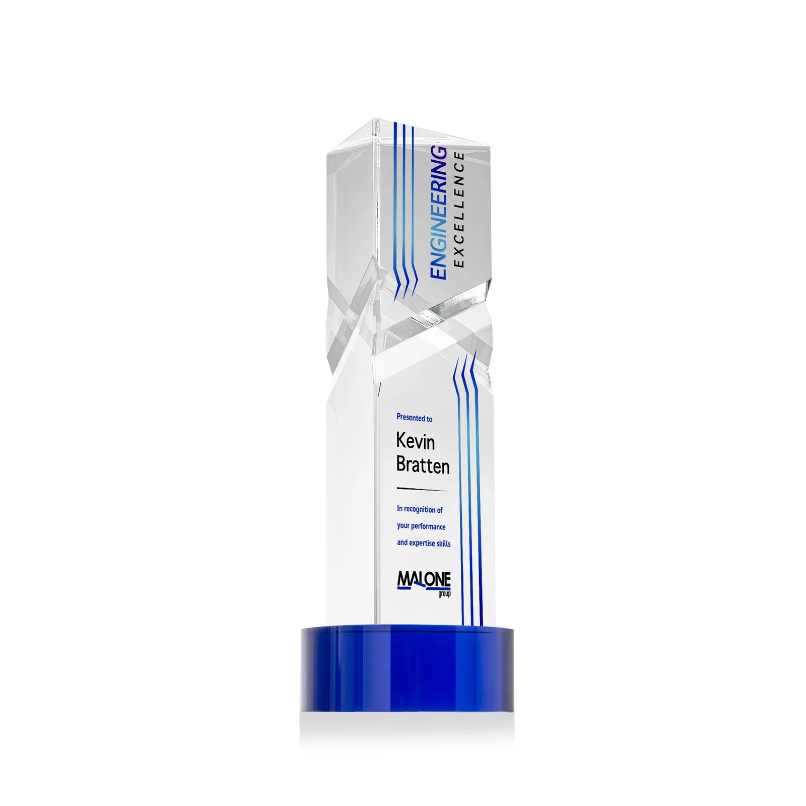 Promotional Optical Crystal Pyramid Award with Deep Interchanging Facets for donor appreciation