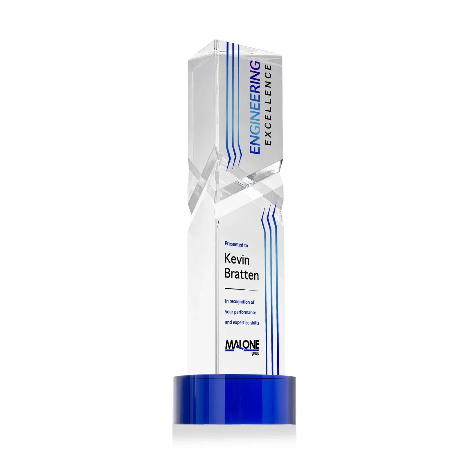 Promotional Optical Crystal Pyramid Award with Deep Interchanging Facets for graduation ceremonies