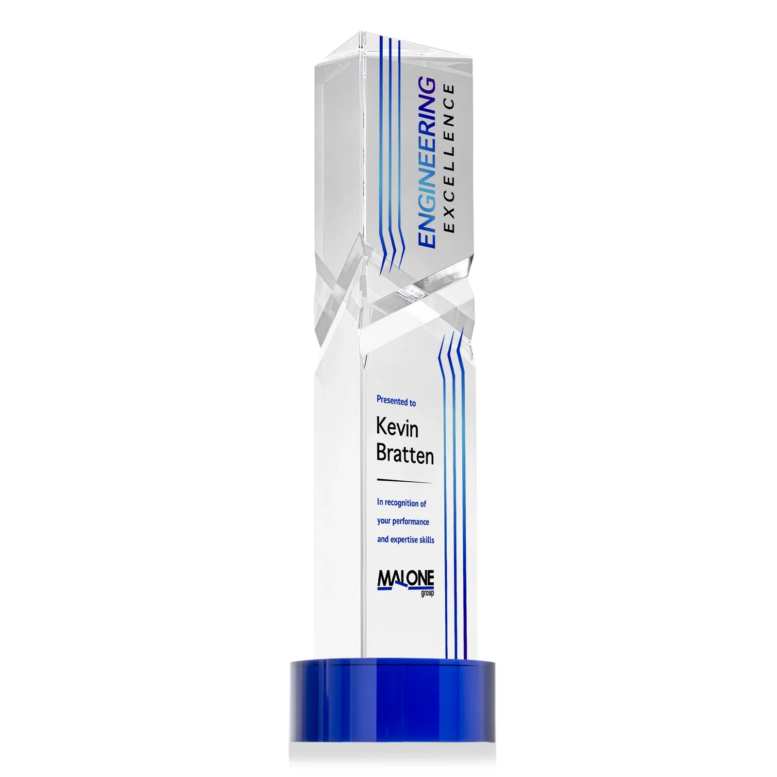 Promotional Optical Crystal Pyramid Award with Deep Interchanging Facets for safety achievement programs
